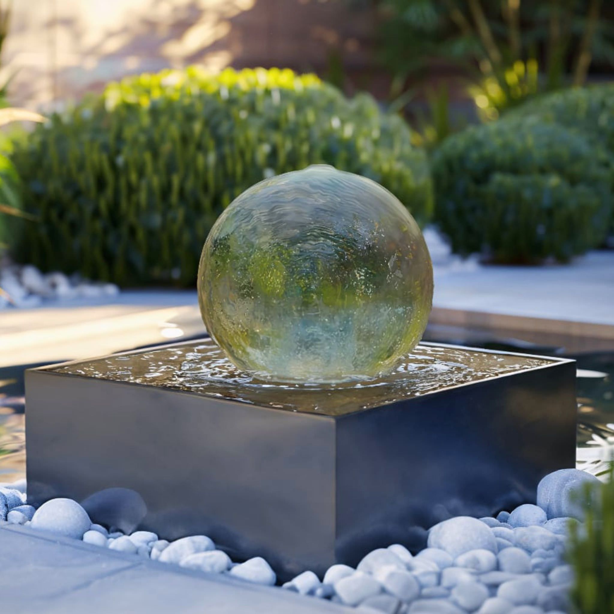 Crystal Sphere Water Fountain by Aura Waterfalls