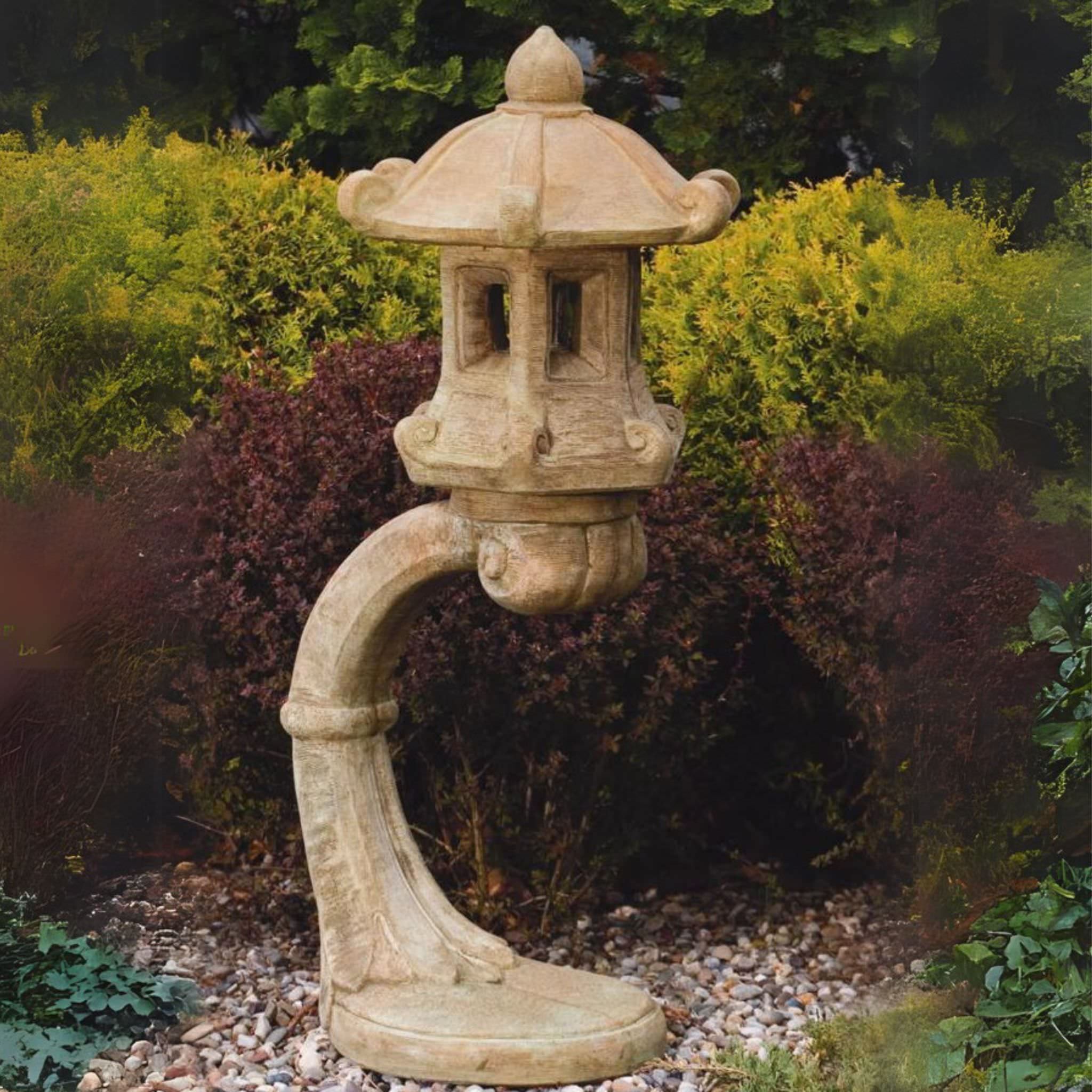 Cantilevered Lantern Concrete Garden Statue - Massarellis #5080