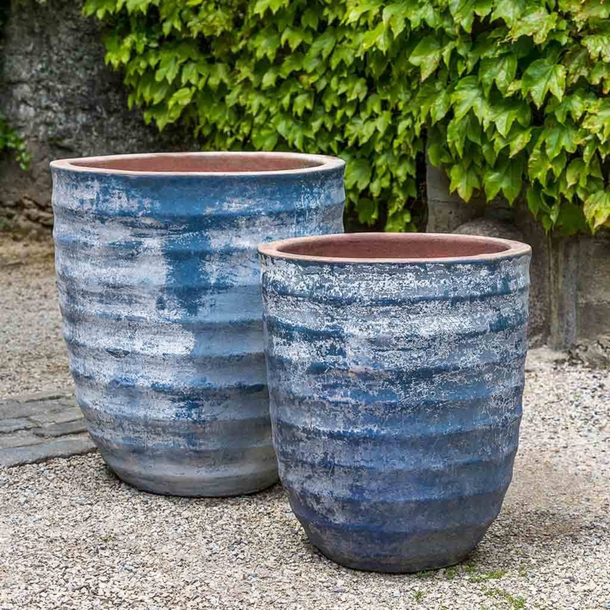 Sistina Set of 2 Glazed Terra Cotta Planters - Campania #5003