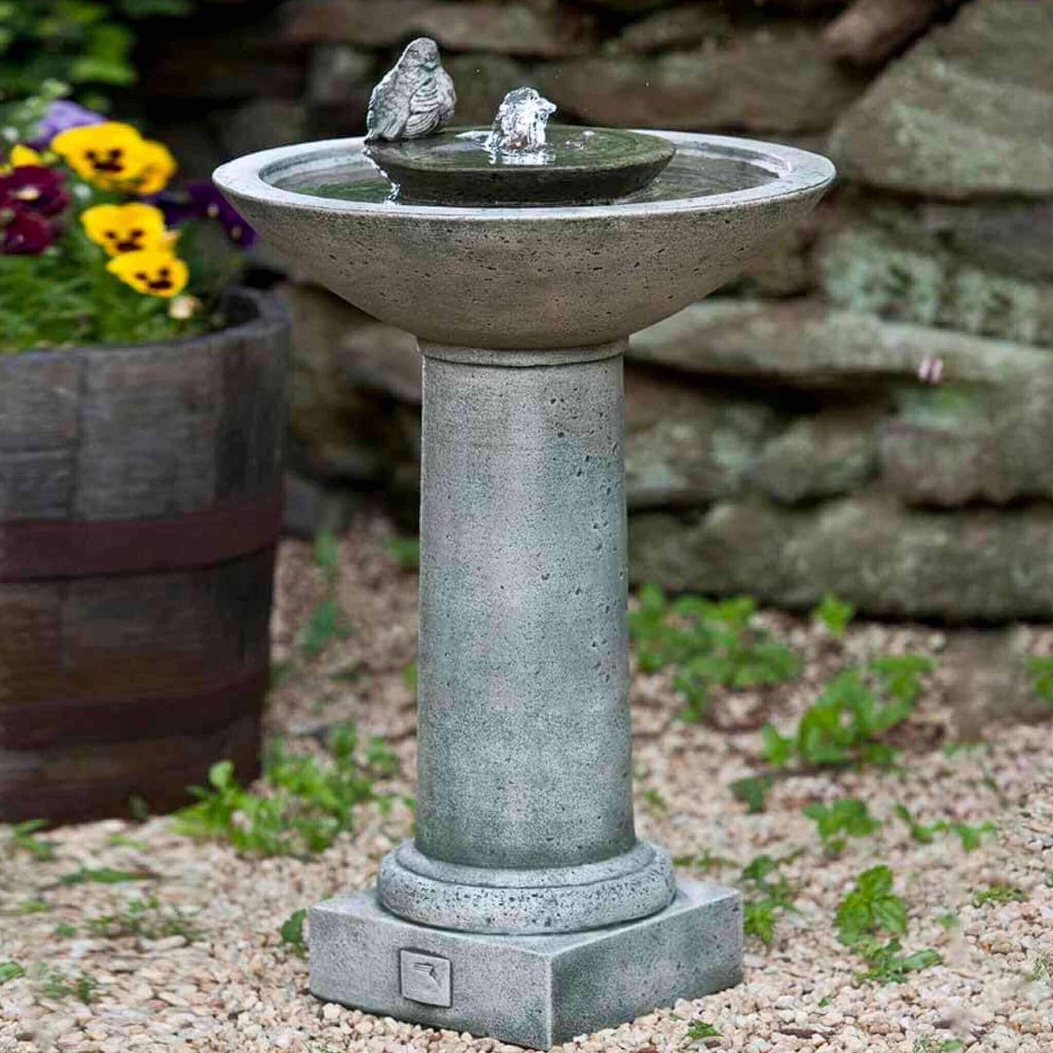Aya Concrete Bird Bath Fountain - Campania #FT181