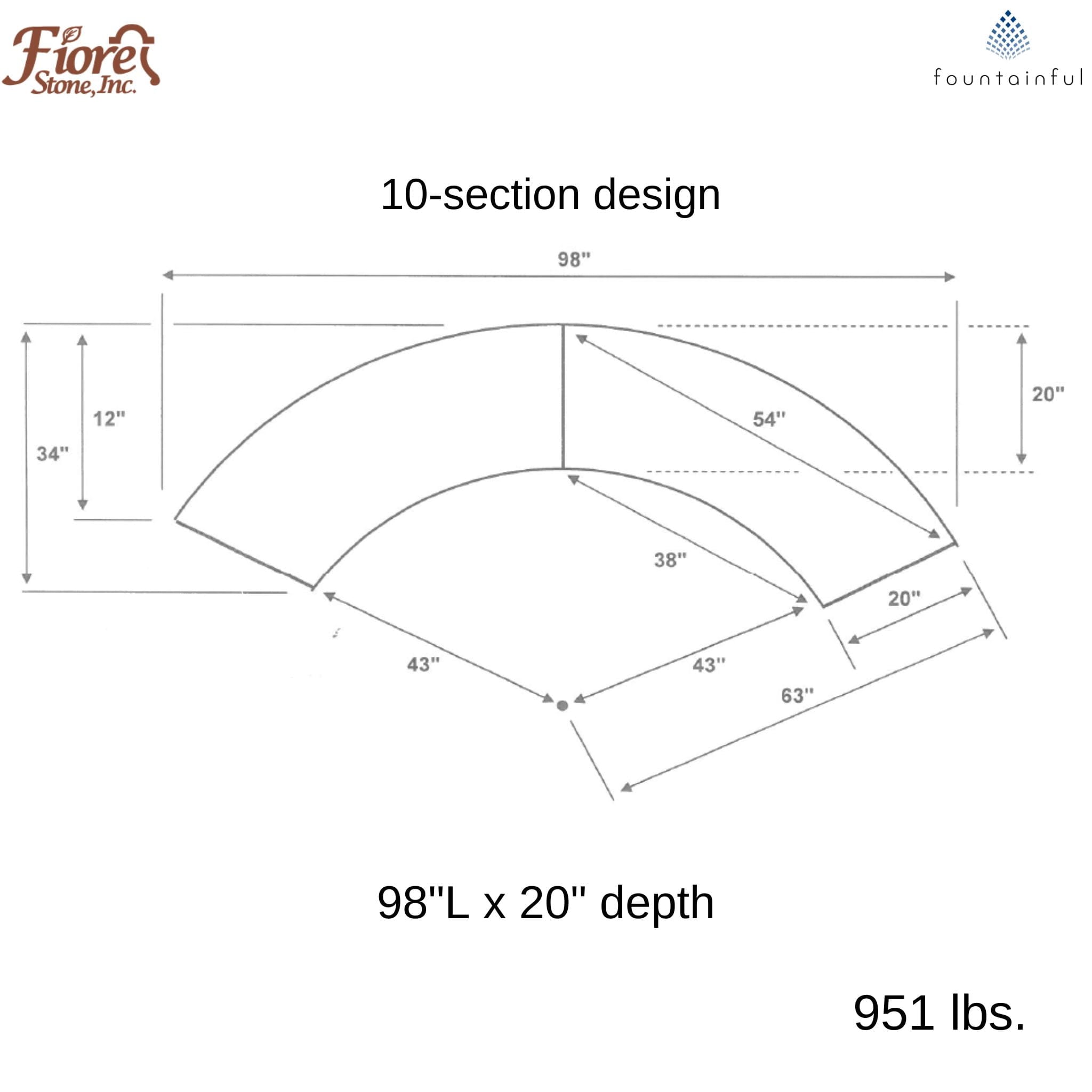 Venetian Curved Concrete Garden Bench - Fiore #613