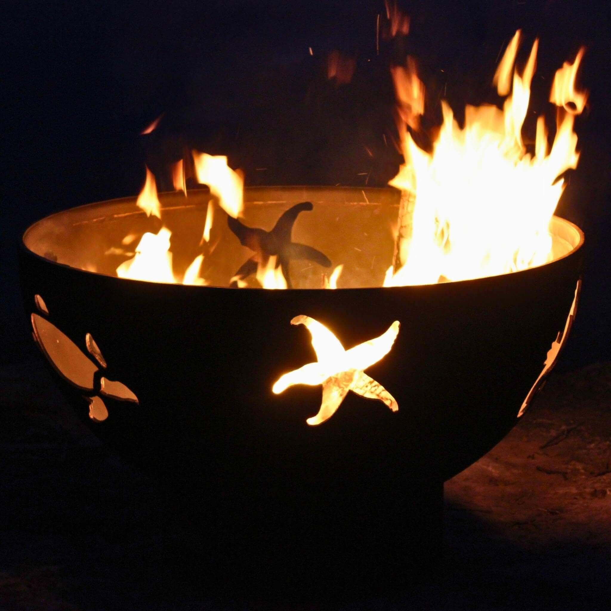 "Sea Creatures" Wood Burning Fire Pit in Steel - Fire Pit Art