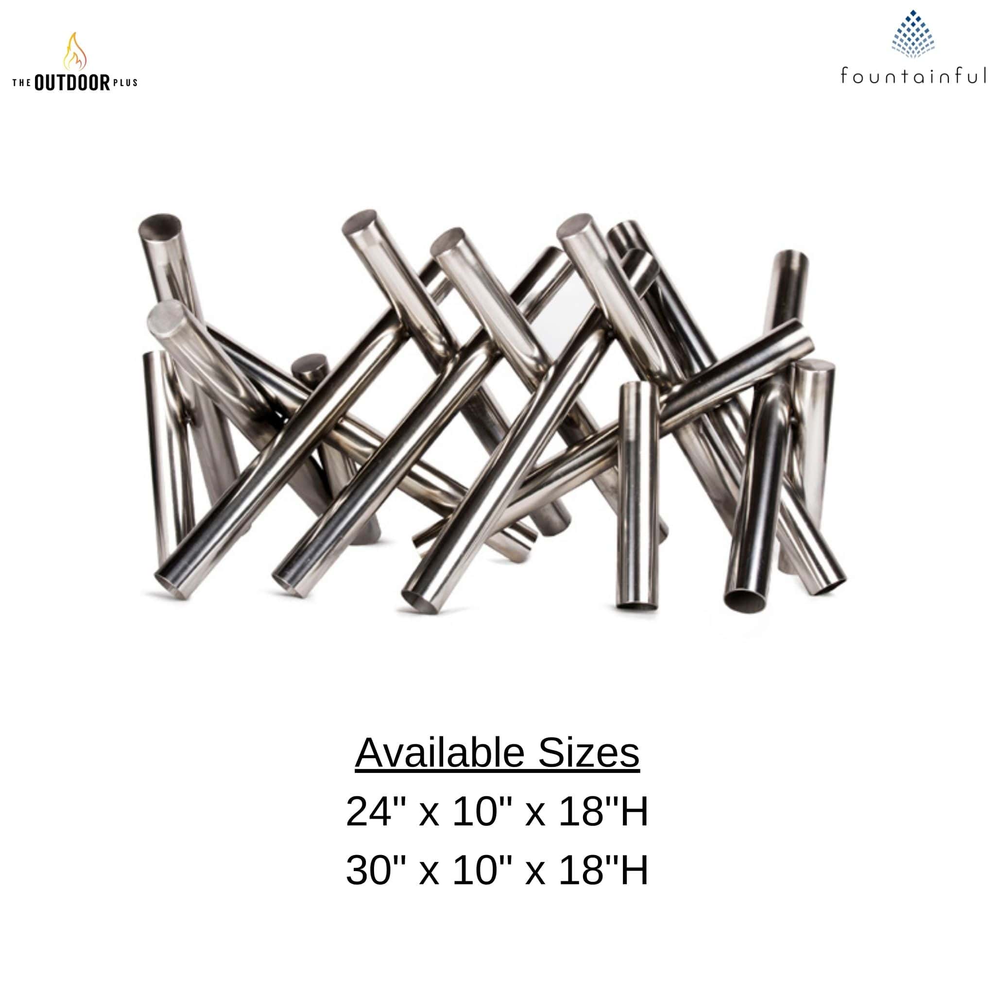 Polished Steel Logs Fire Ornament - Outdoor Plus