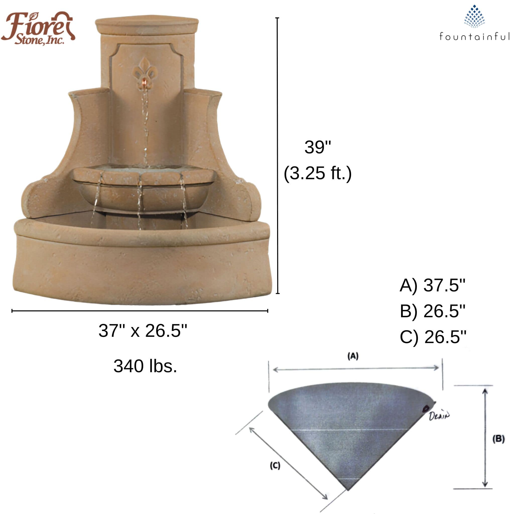 Iris Corner Wall Fountain - Fiore #LG119