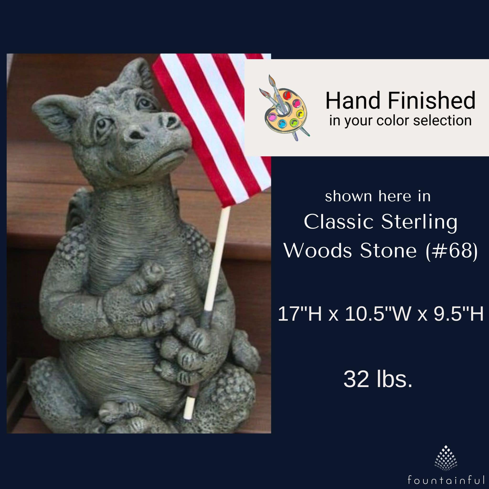 Liberty the Dragon Concrete Garden Statue - Massarellis #5099