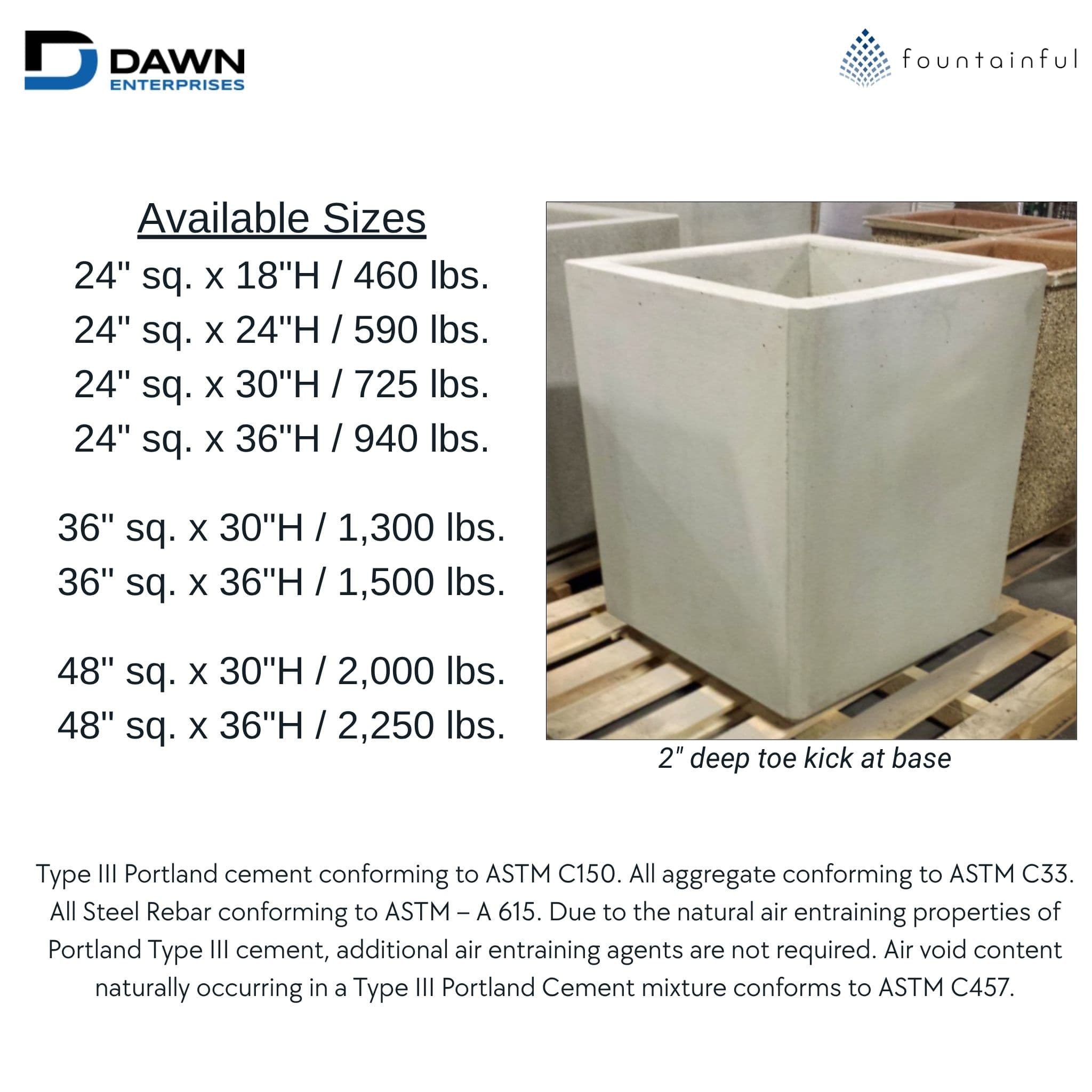 Classic Square Concrete Planter - Architectural Collection