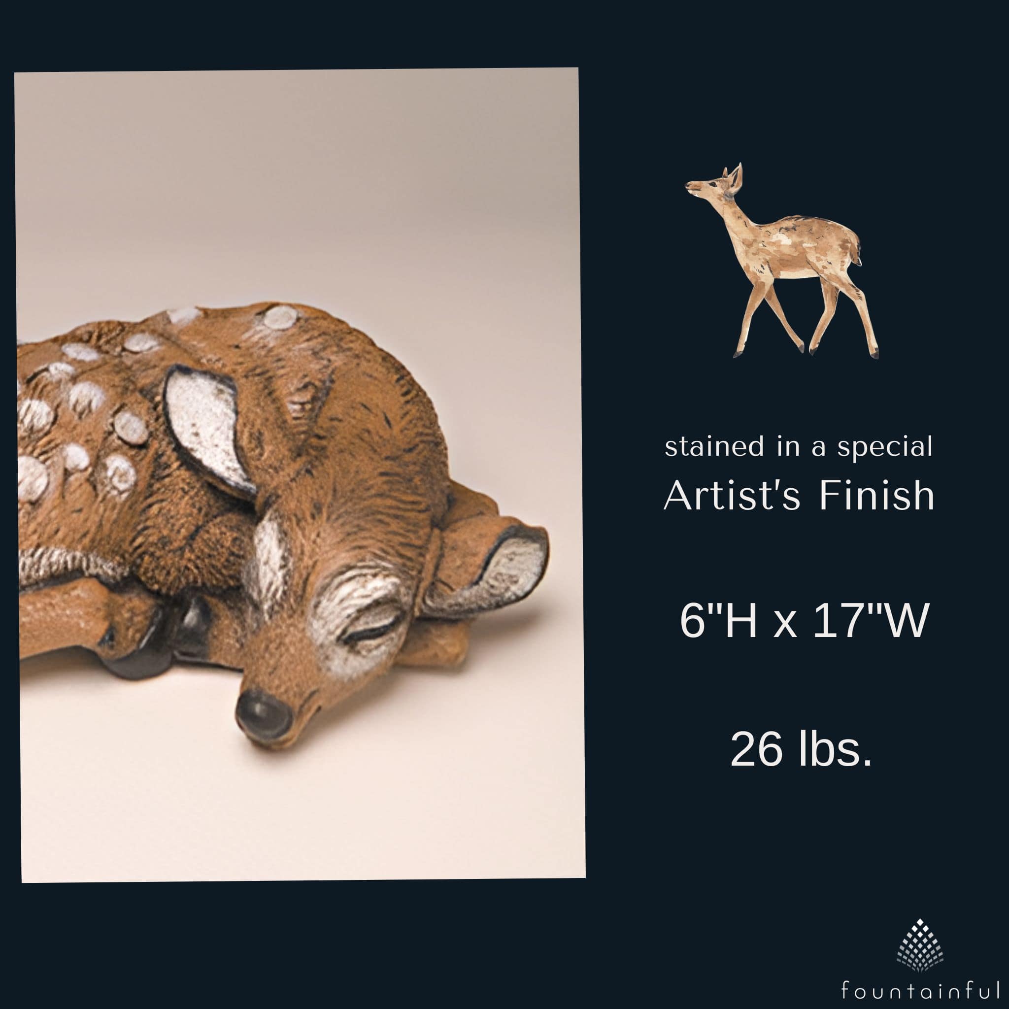 Sleeping Fawn Concrete Garden Statue - Thumbnail 2