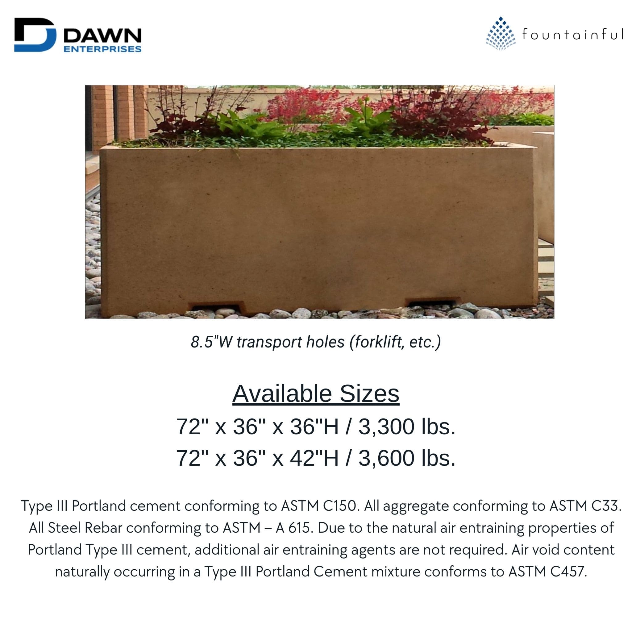 6FT Large Rectangular Concrete Planter - Architectural Collection