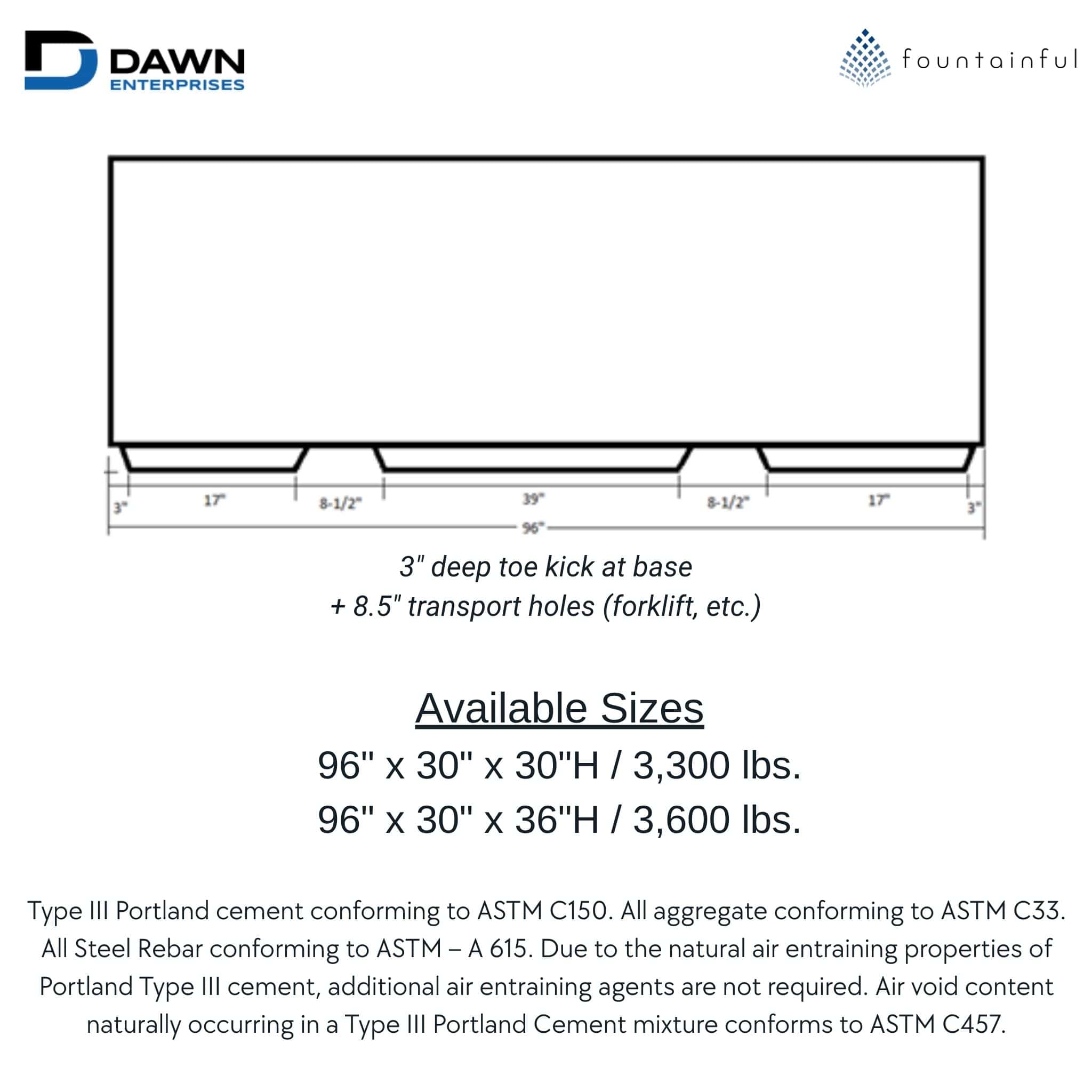 8FT Large Rectangular Concrete Planter - Architectural Collection