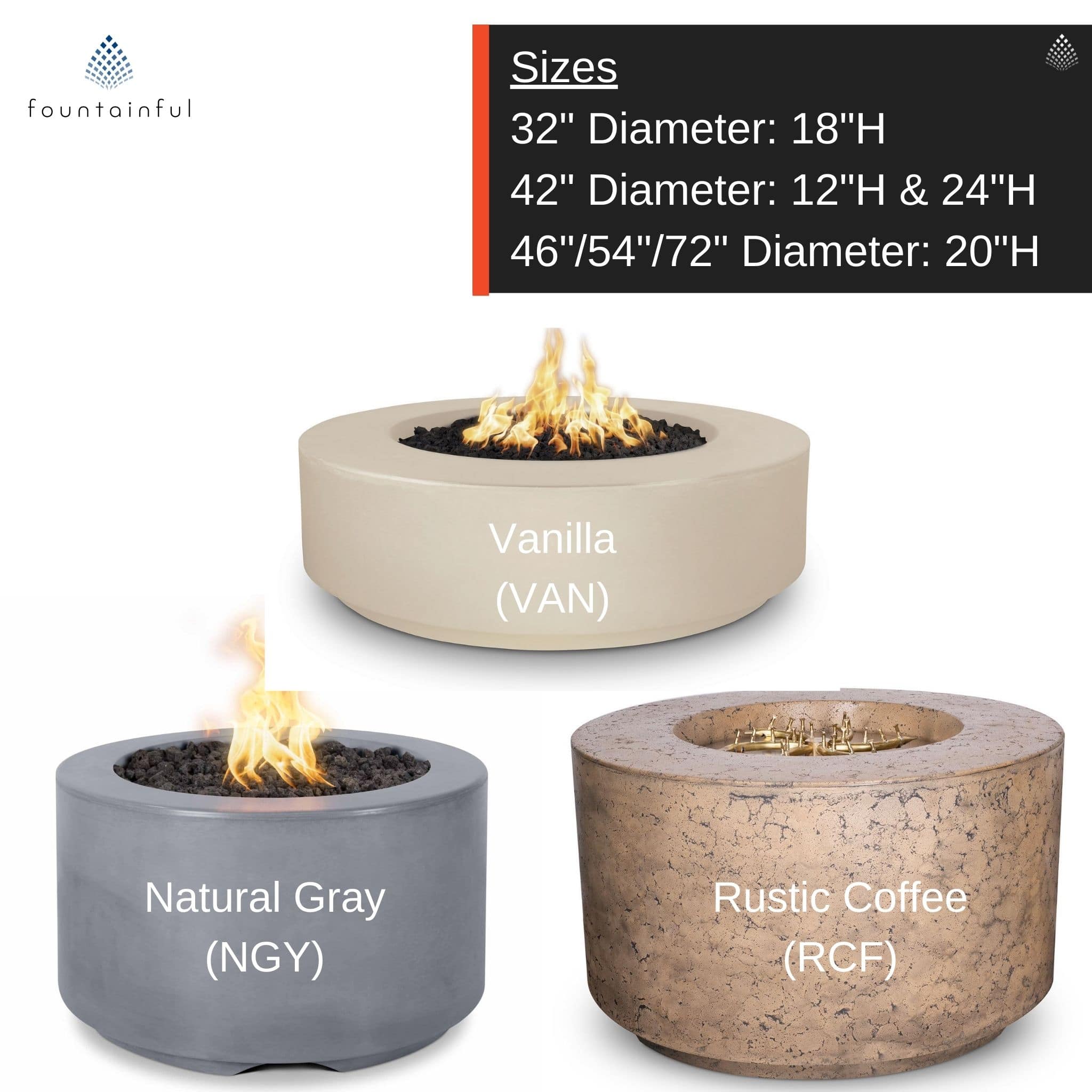 Florence Round Concrete Gas Fire Pit - Outdoor Plus