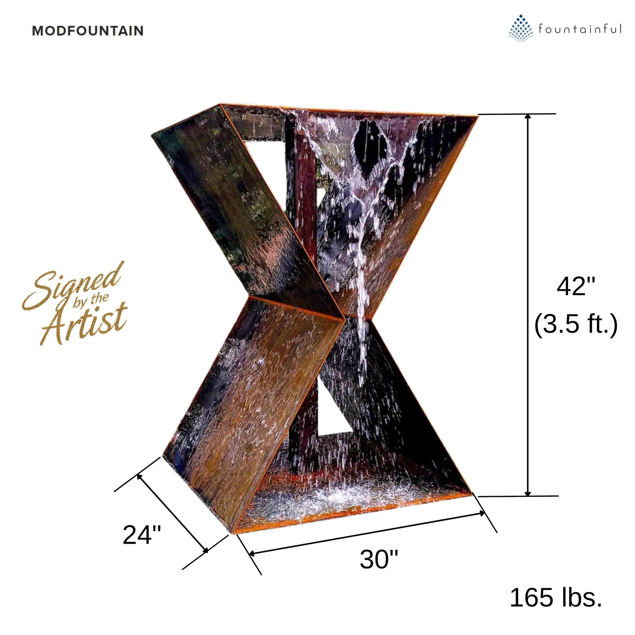 LX2 Modern Birdbath Fountain in Corten Steel