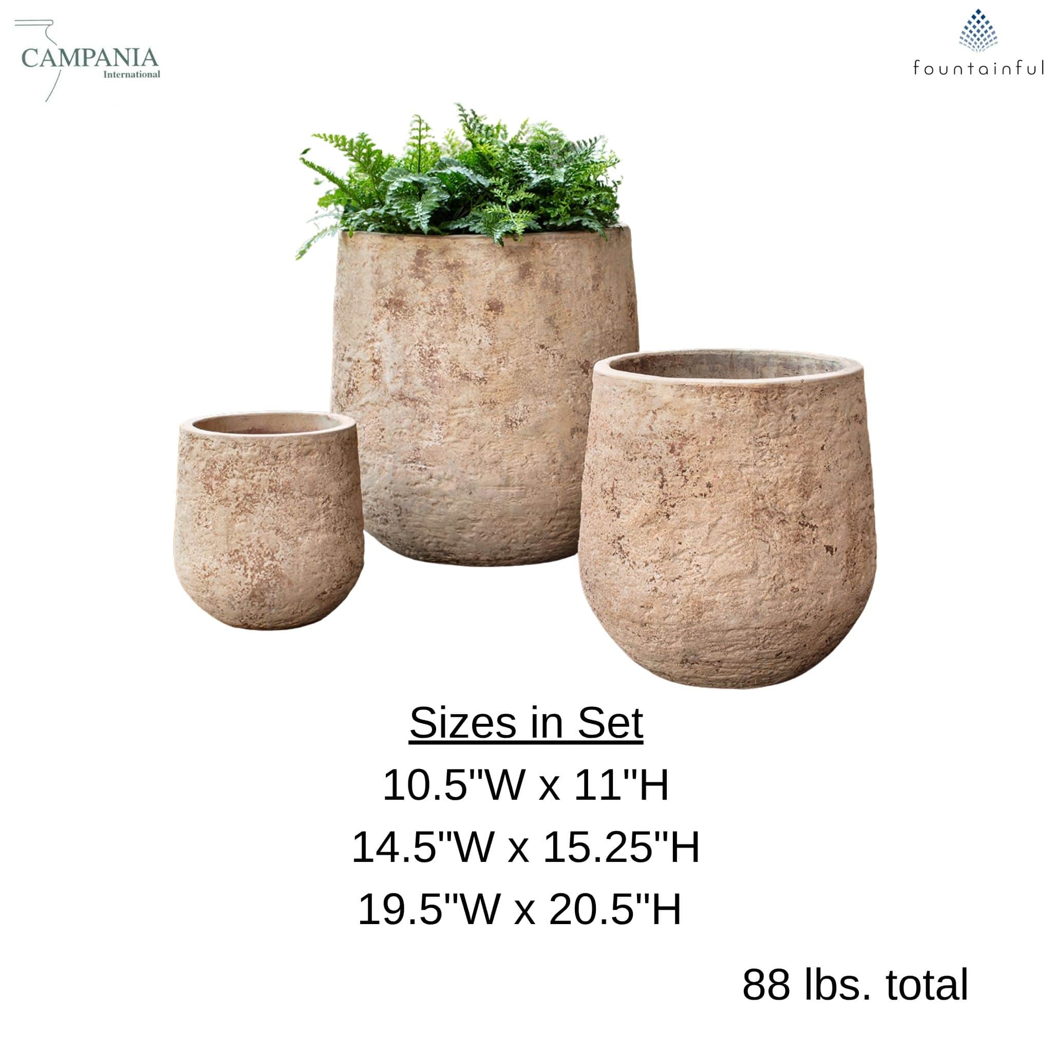 Orto Set of 3 Antico Terra Cotta Planters - Campania #6518