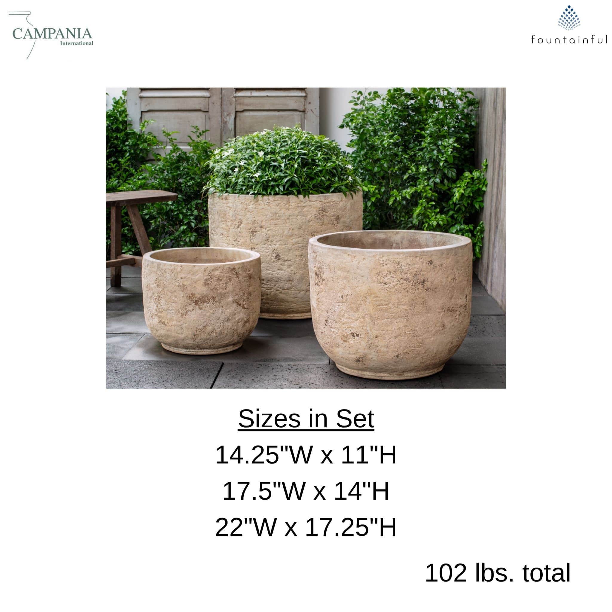 Monreale Set of 3 Terra Antico Cotta Planters - Campania