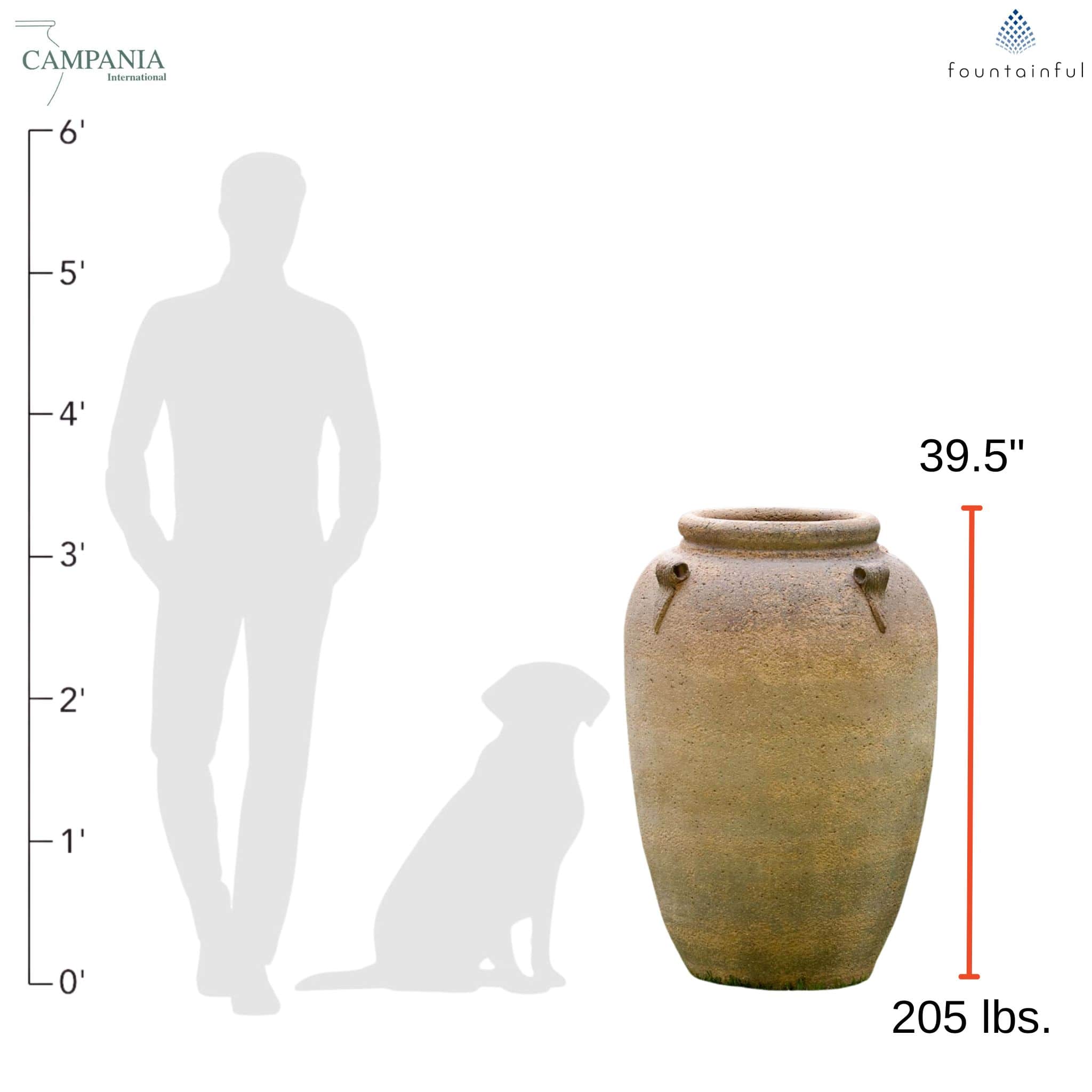 4-Handle Jar Terra Antico Cotta Planter - Campania