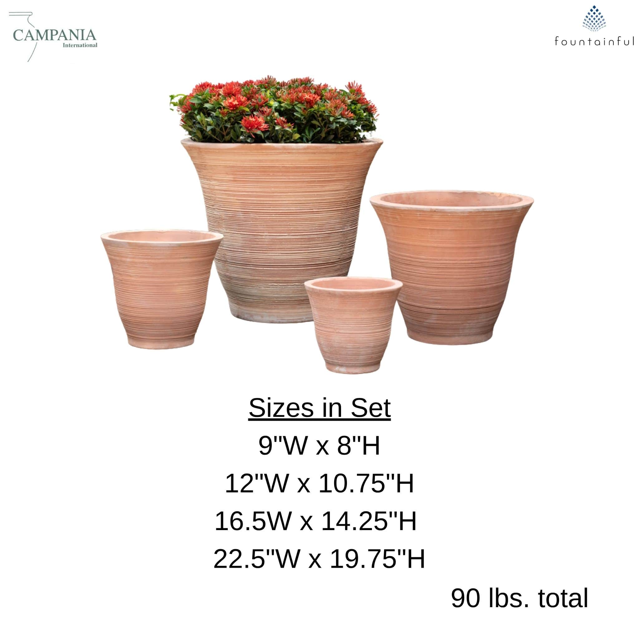 Lapo Set of 4 Terra Cotta Planters - Campania