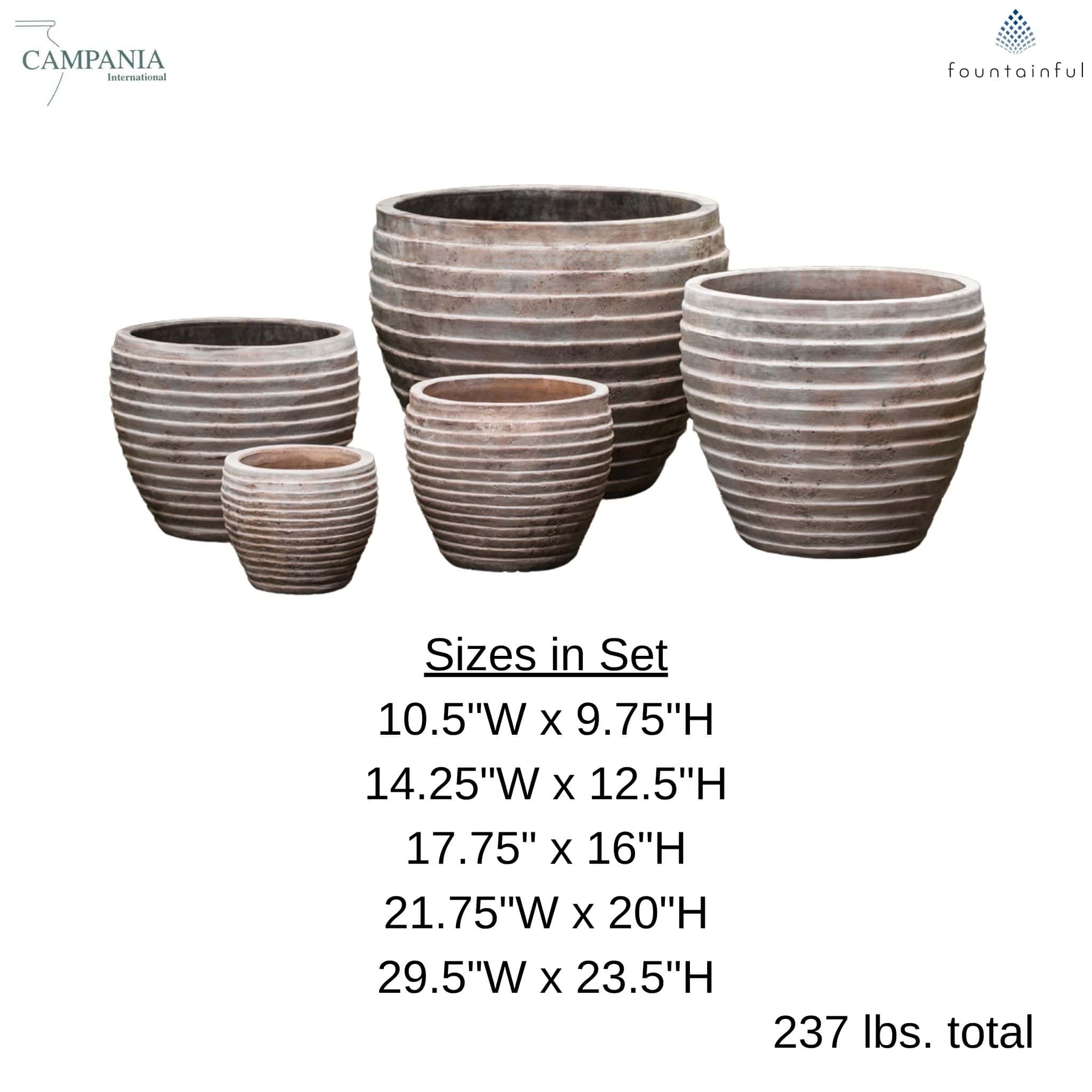 Elia Set of 5 Antico Terra Cotta Planters - Campania #6820