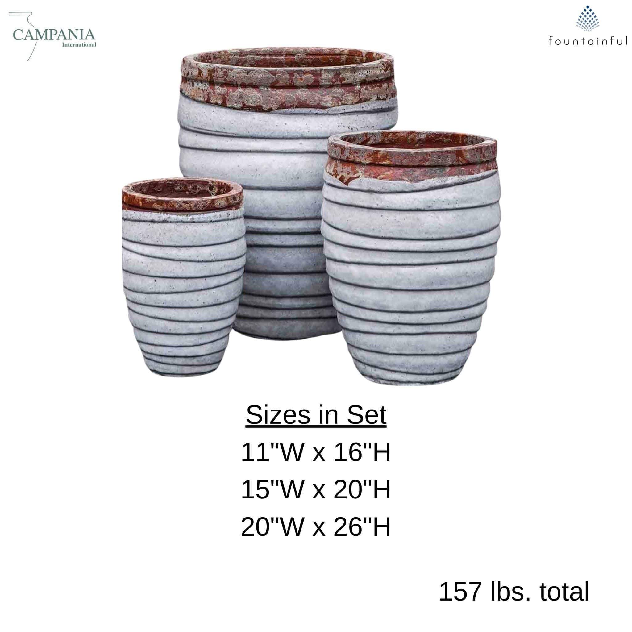Guaracha Set of 3 Glazed Terra Cotta Planters - Campania #6057
