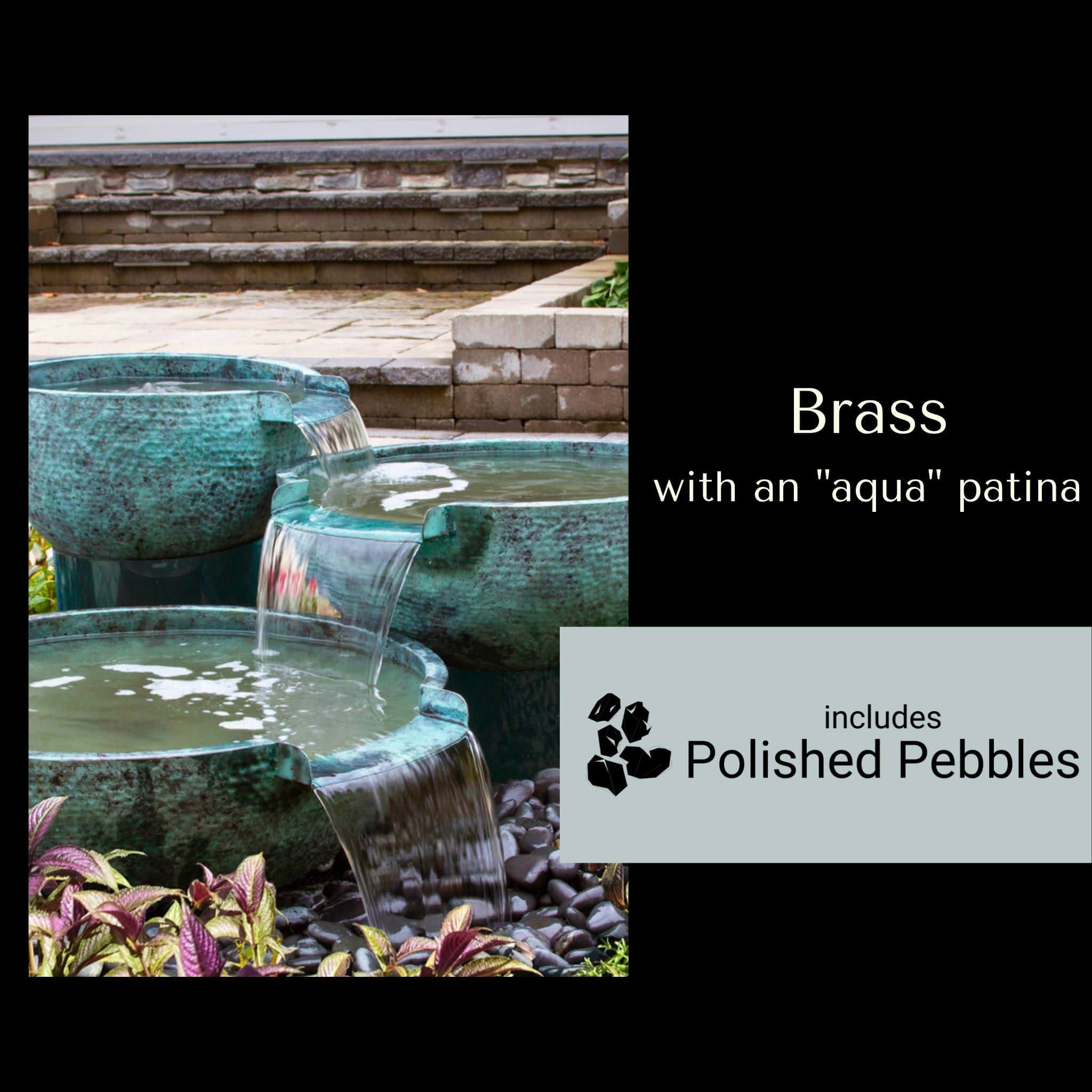 Triple Spillway Brass Bowl Fountain - Complete Kit - Blue Thumb