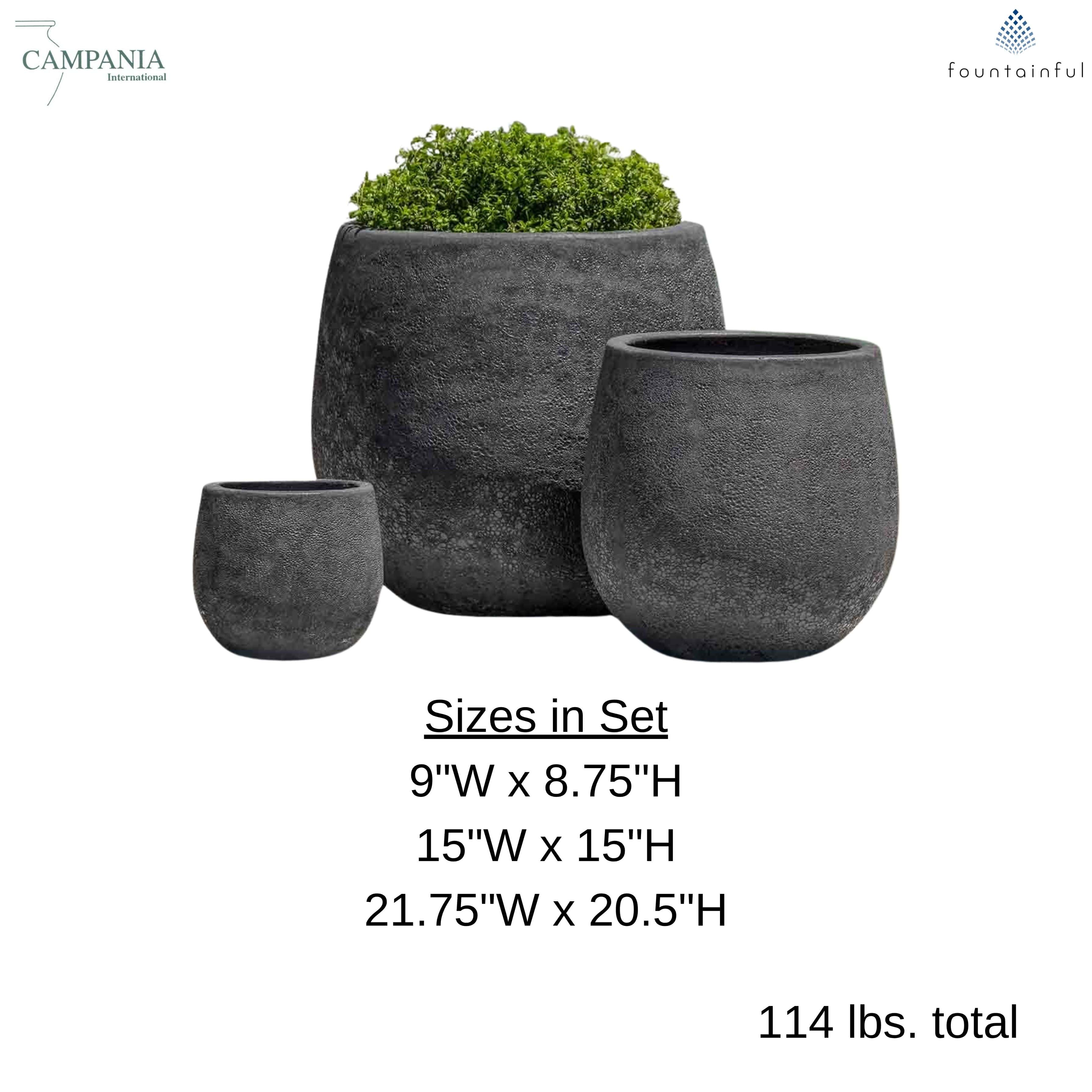 Baleares Set of 3 Glazed Terra Cotta Planters - Campania #6744