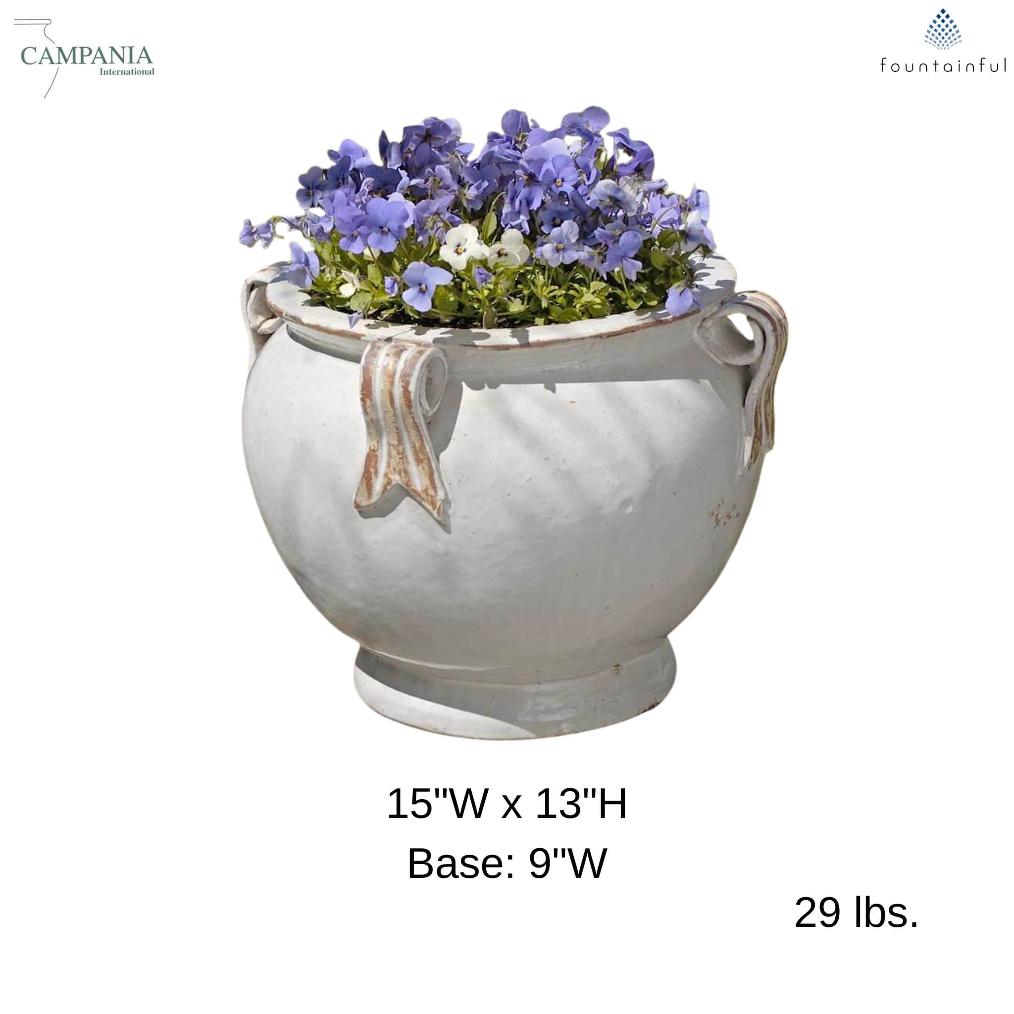 Round Handle Glazed Terra Cotta Planter - Campania #8102
