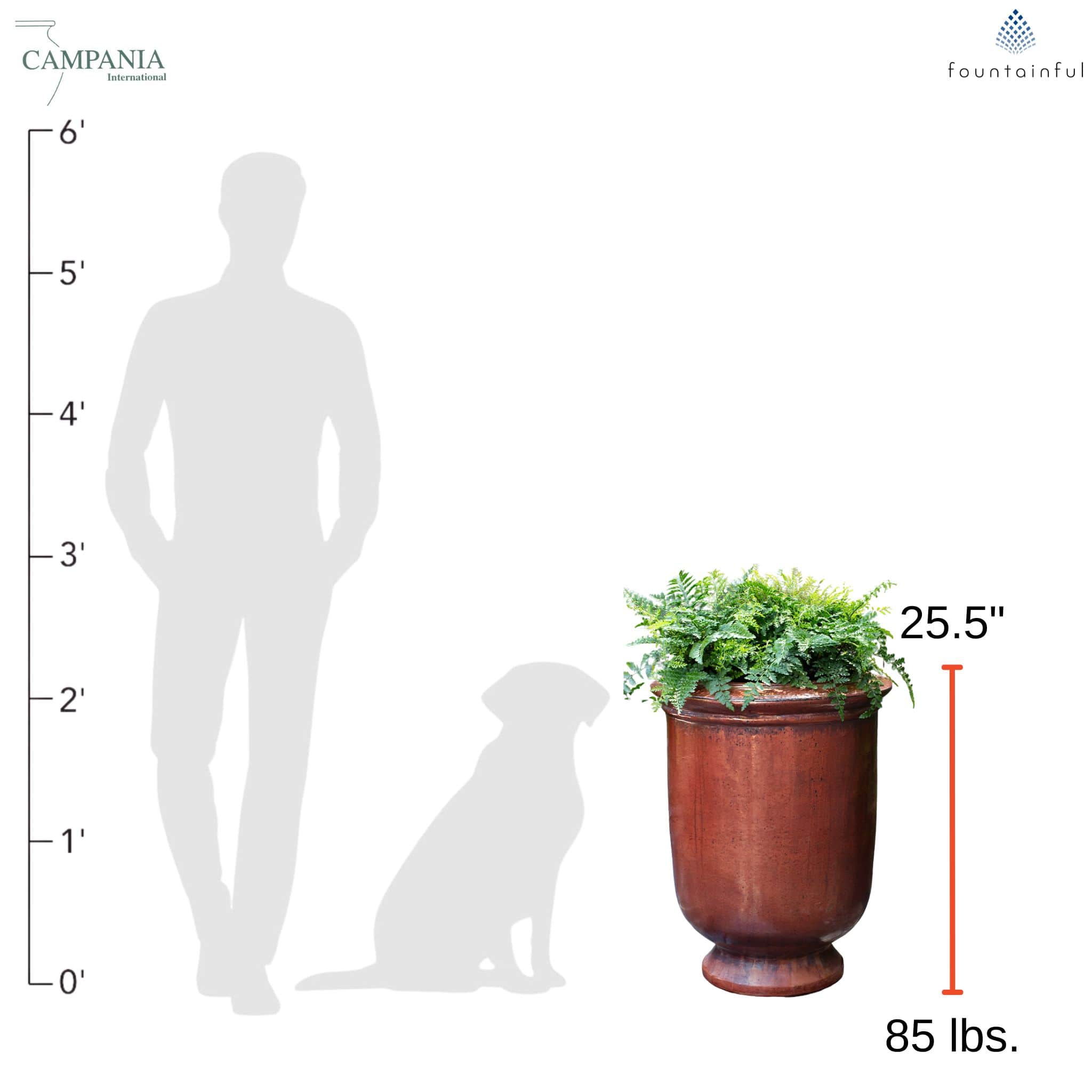 Vaucluse Urn Glazed Terra Cotta Planter - Campania #7018