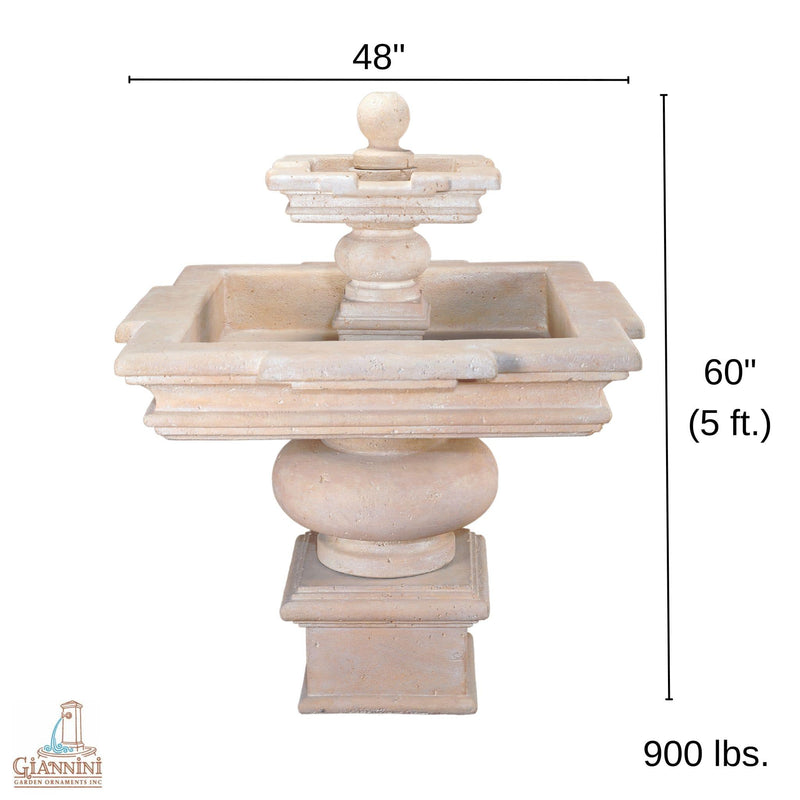 Fontana Quadra 2-Tier Concrete Fountain - Giannini