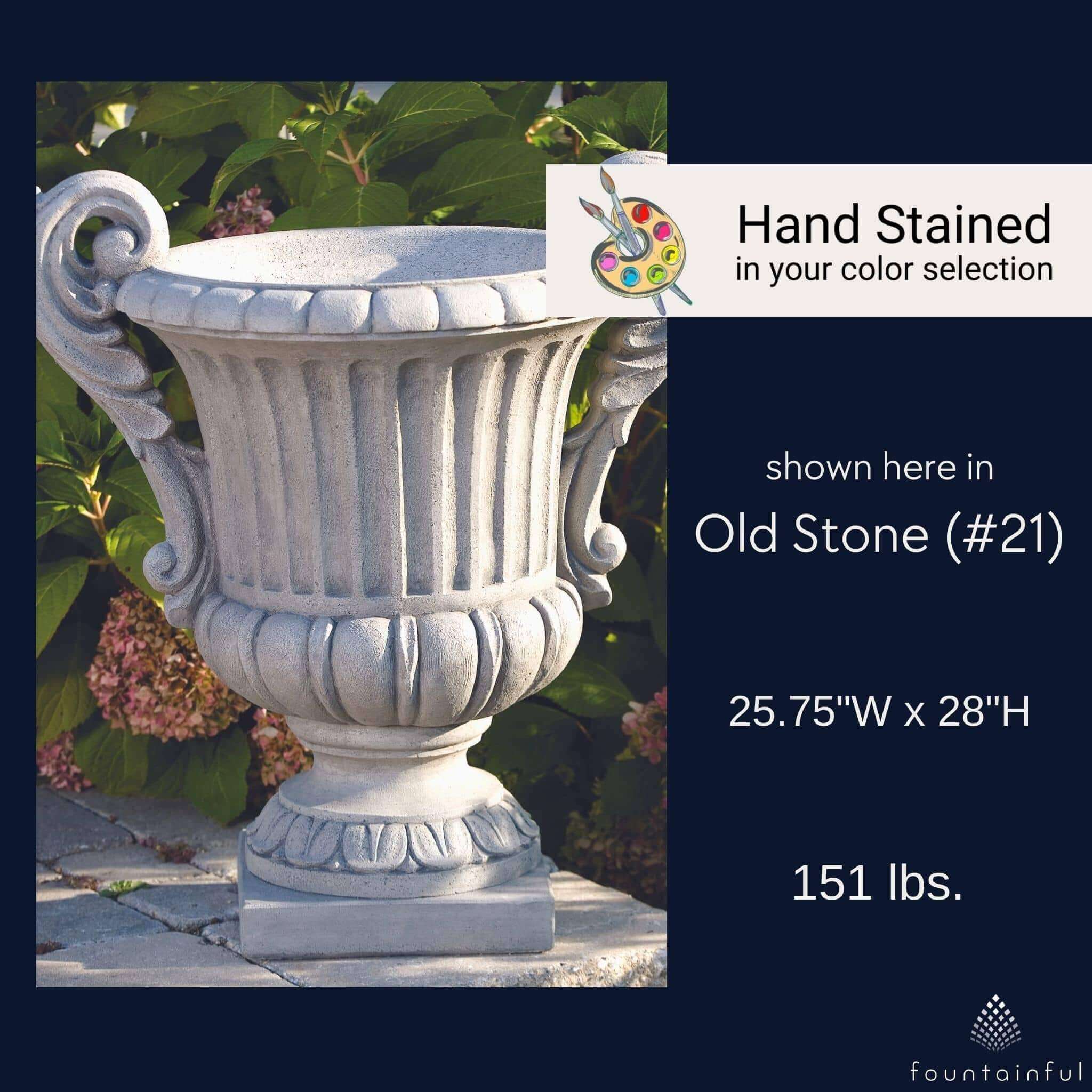 Double Handled Florentine Concrete Urn Planter - Massarellis #6982