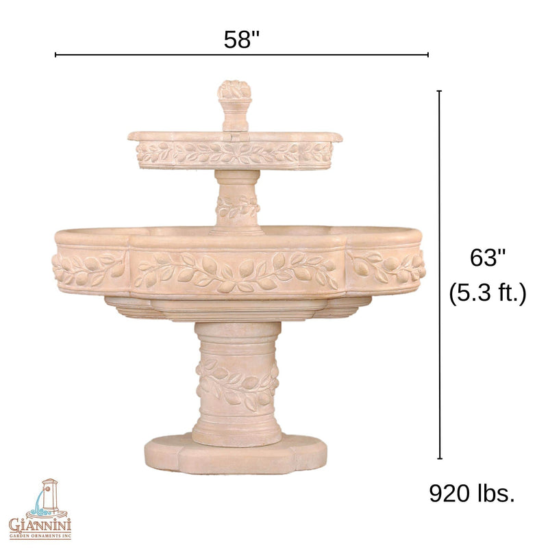 Limoni Romani 2-Tier Concrete Fountain - Giannini