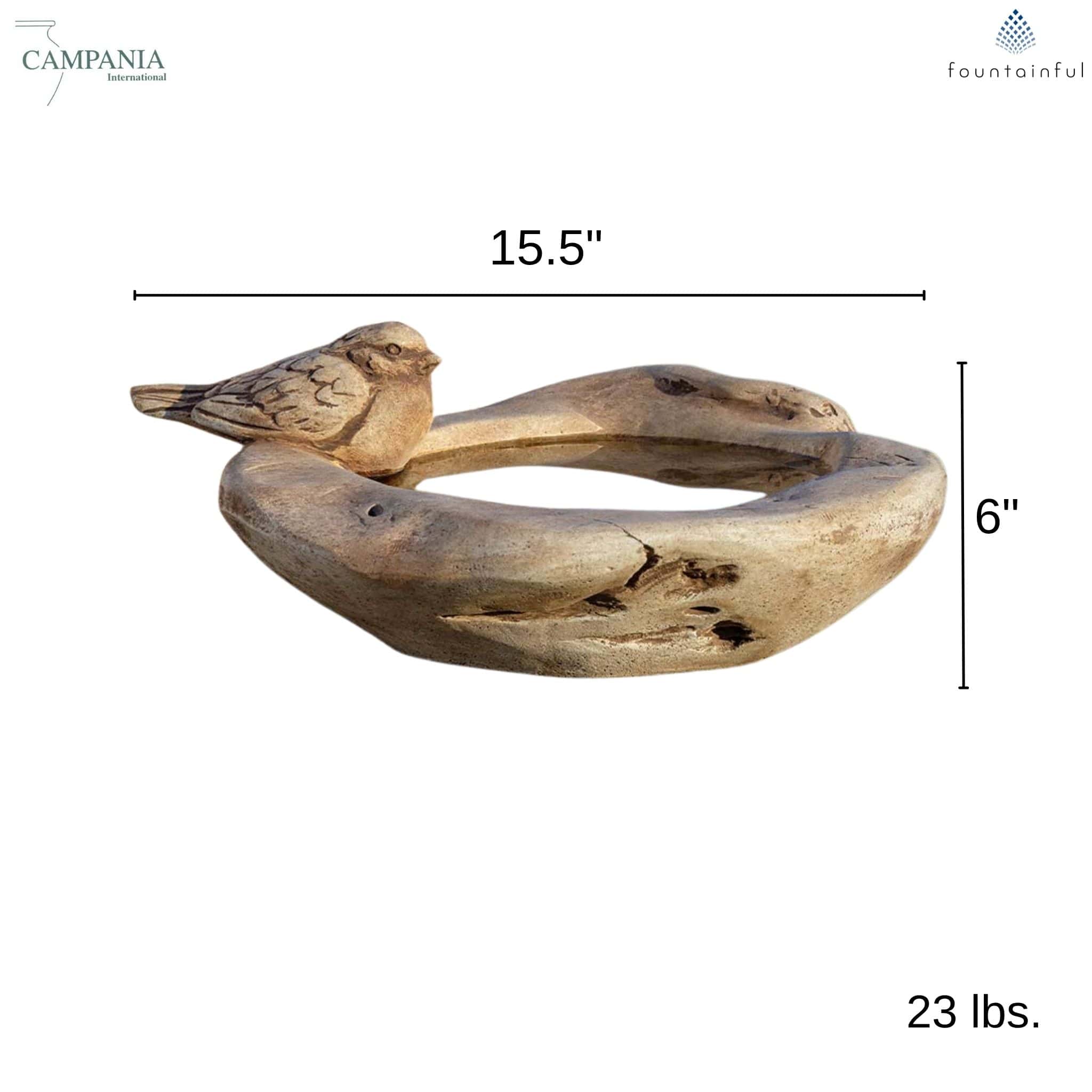 Robinson Crusoe Concrete Bird Bath - Campania #B208