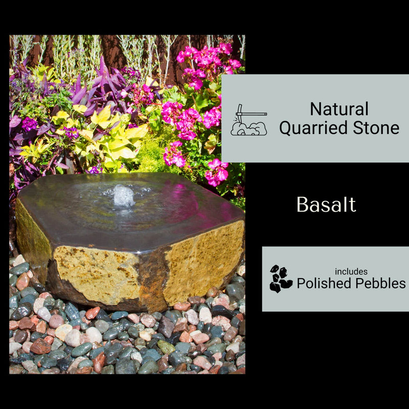 Basalt Bowl "Mizu Kasai" Fountain - Complete Kit - Blue Thumb