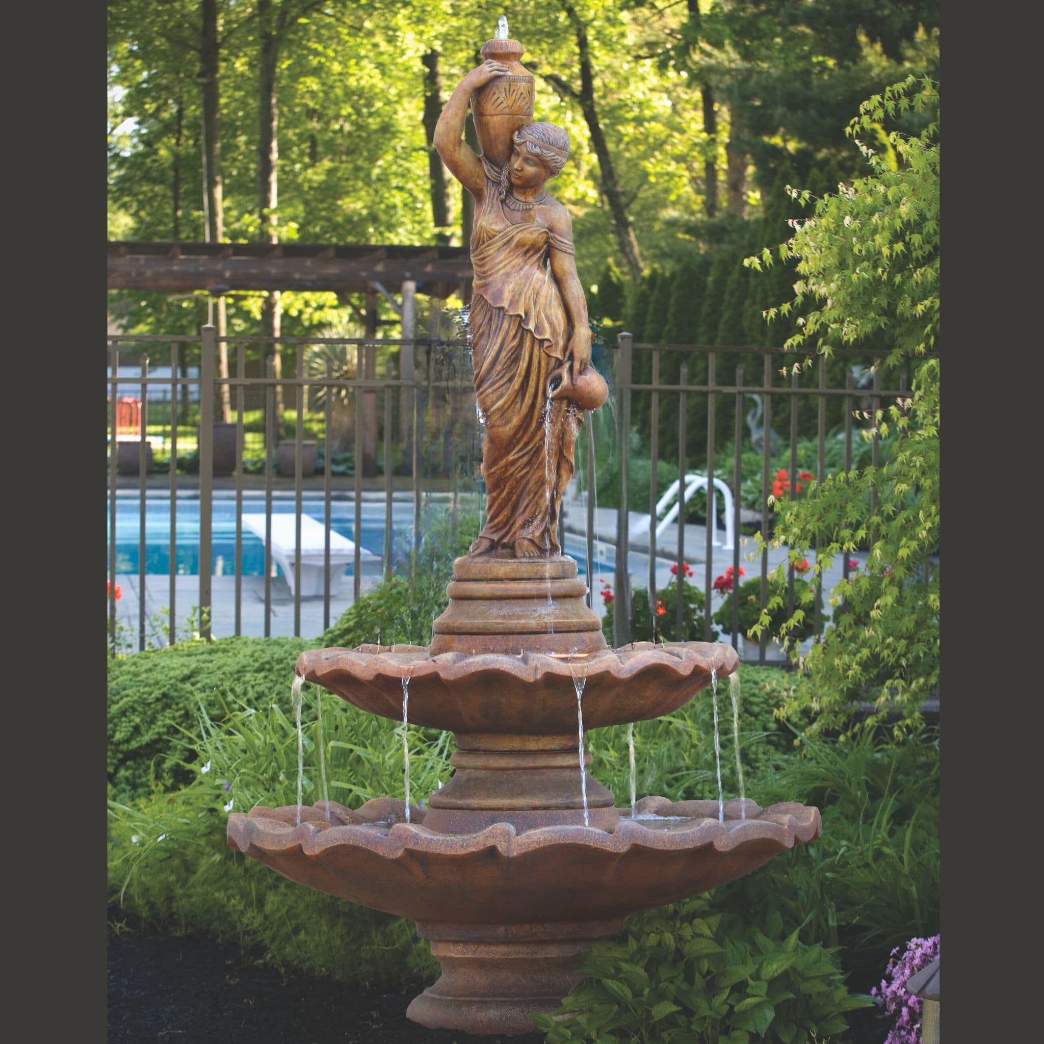 Large Grecian Lady 2-Tier Fountain - Massarellis #3440