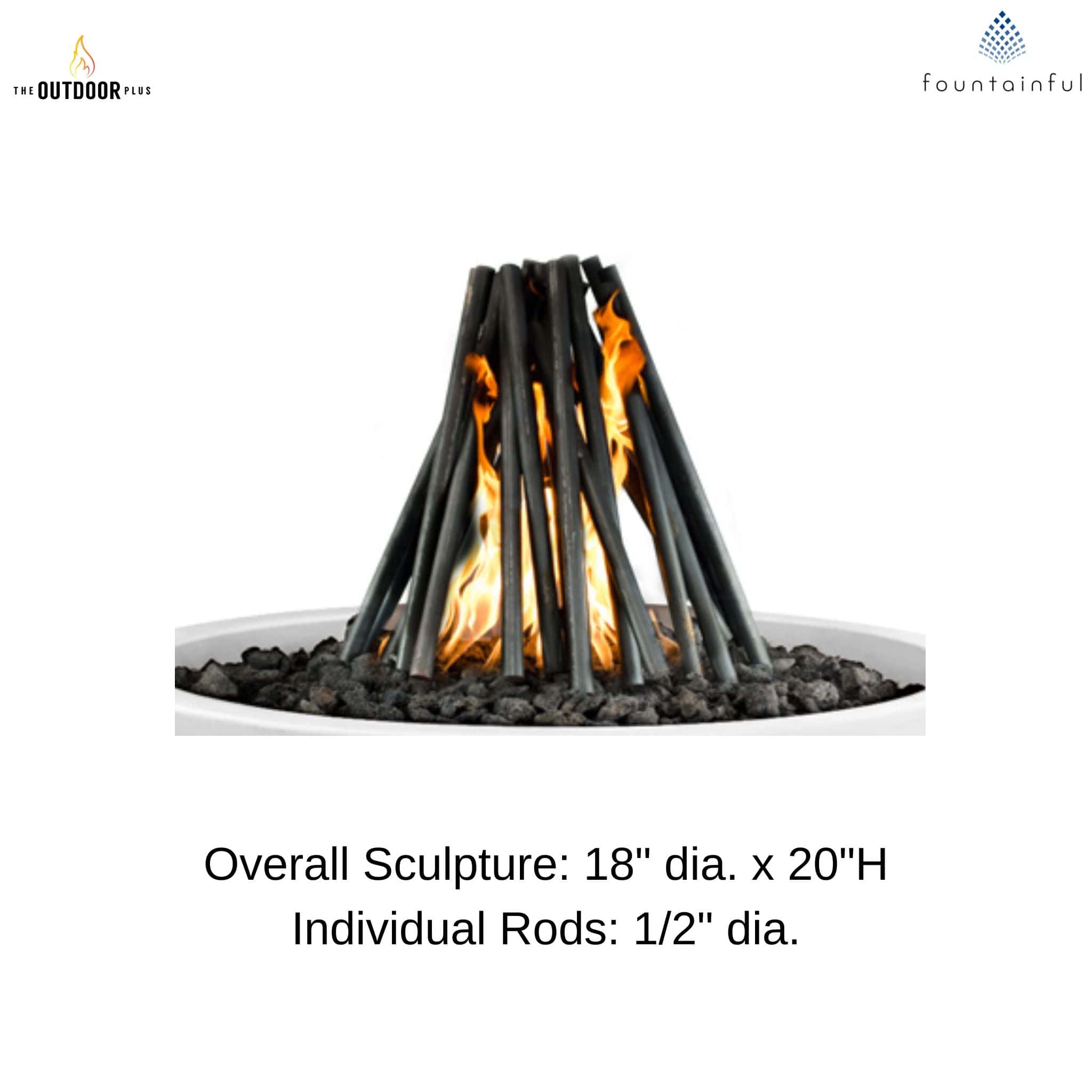 Solid Steel Logs Fire Ornament - Outdoor Plus