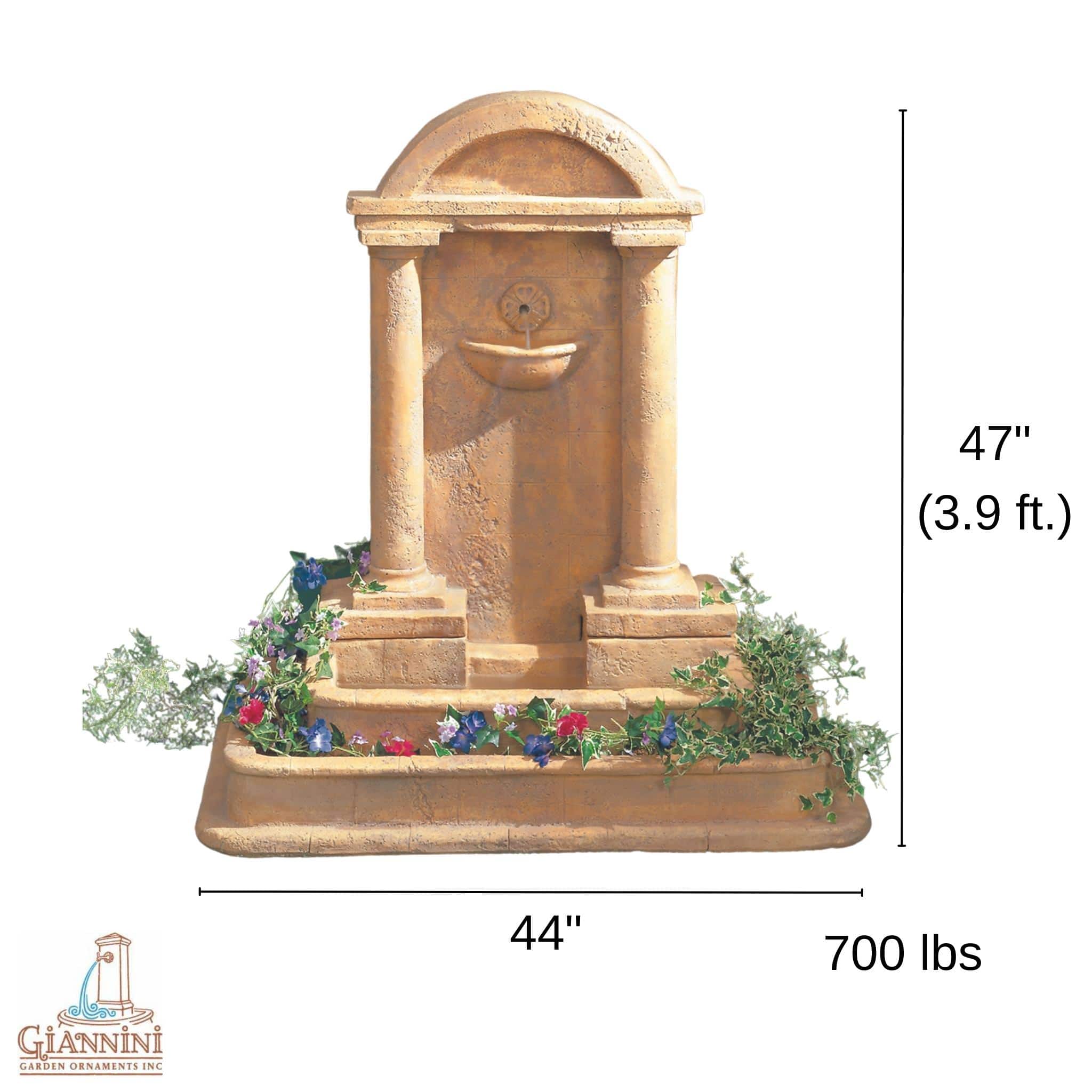 Foro Romano Concrete Wall Fountain w/Planter - Thumbnail 4