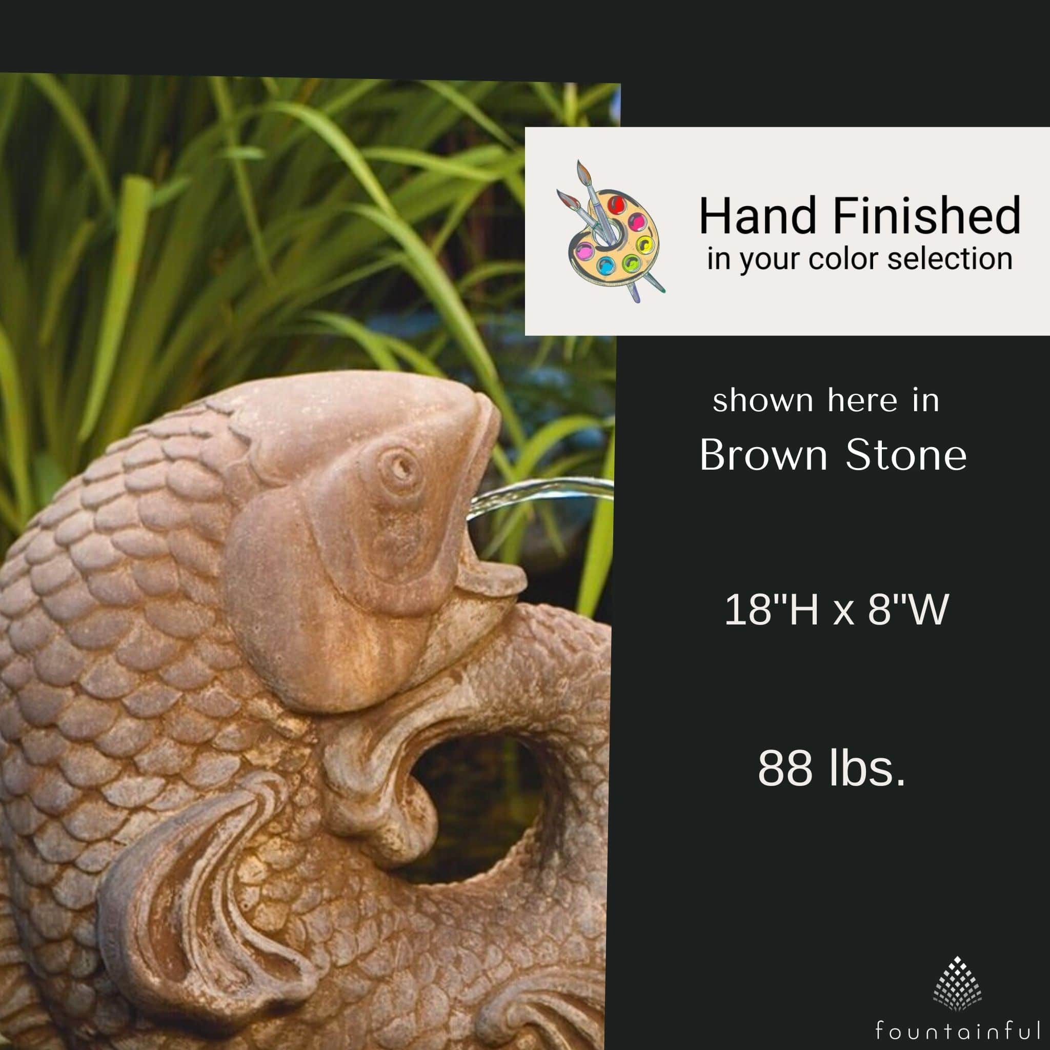 Curling Carp Large Plumbed Concrete Statue - Massarellis #9520