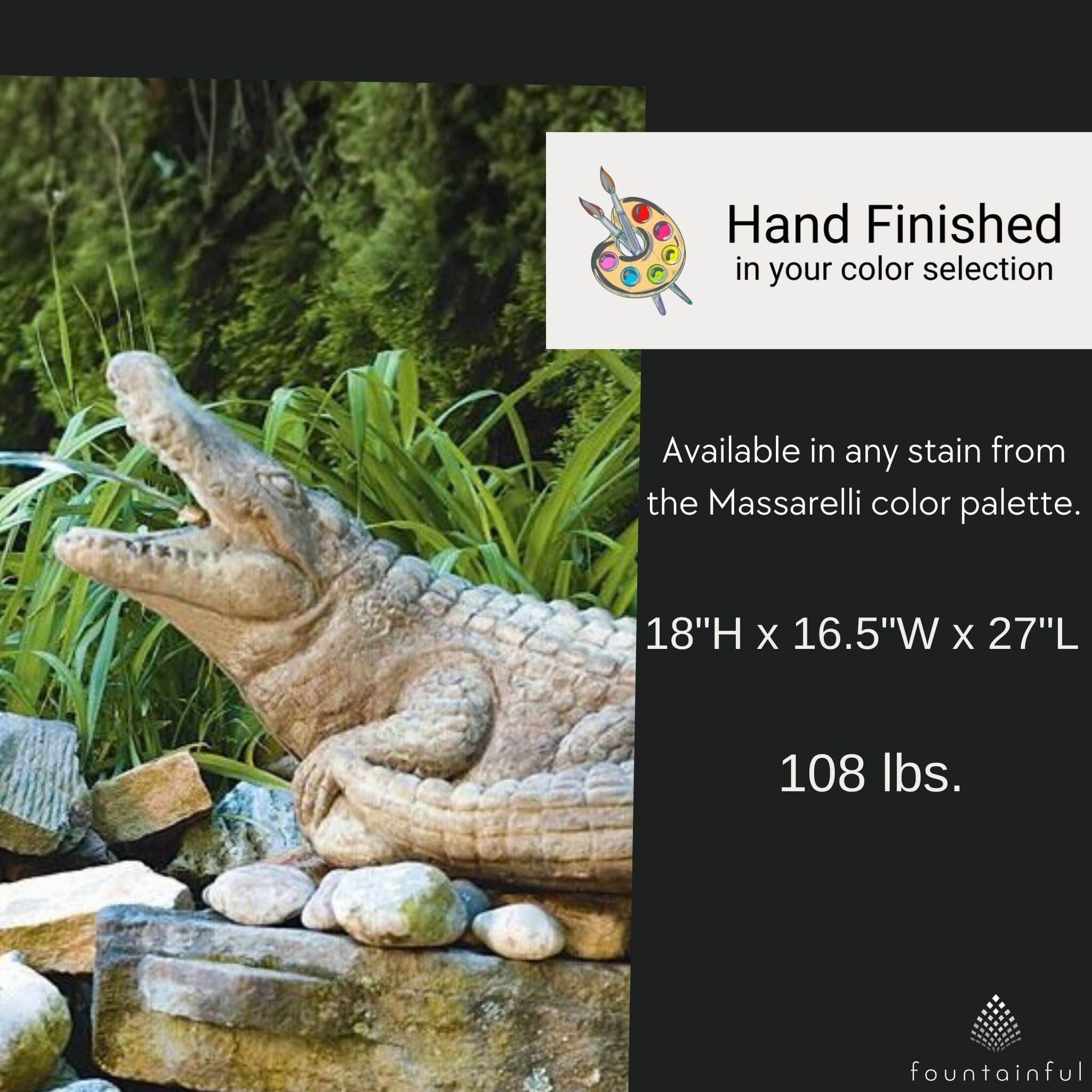 Alligator Plumbed Concrete Statue - Massarellis #9524