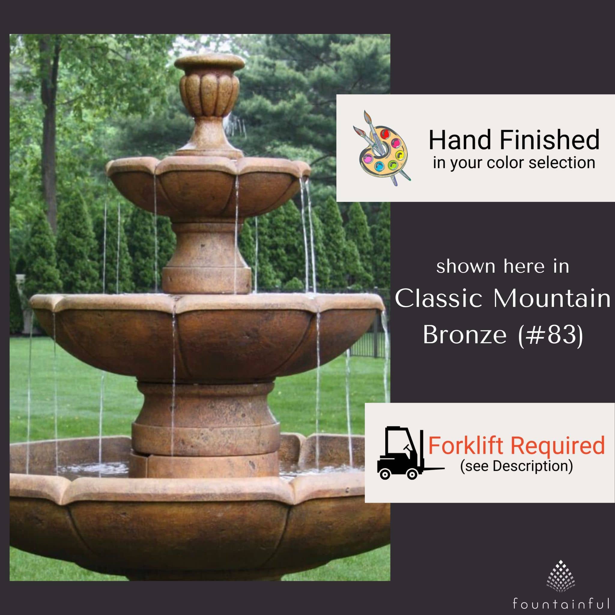 Charlotte 3-Tier Concrete Fountain - Massarellis #3757
