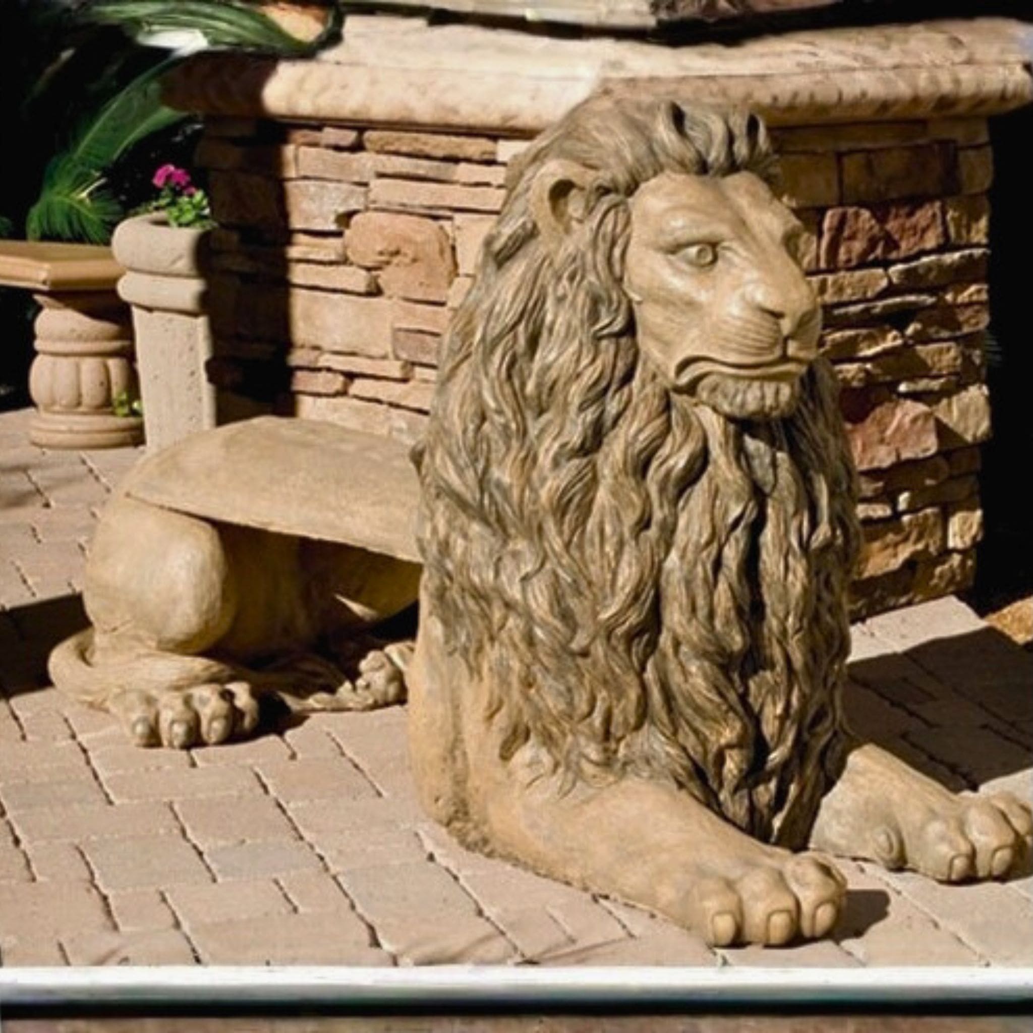 Lion Concrete Garden Bench - Phoenix Design Cast