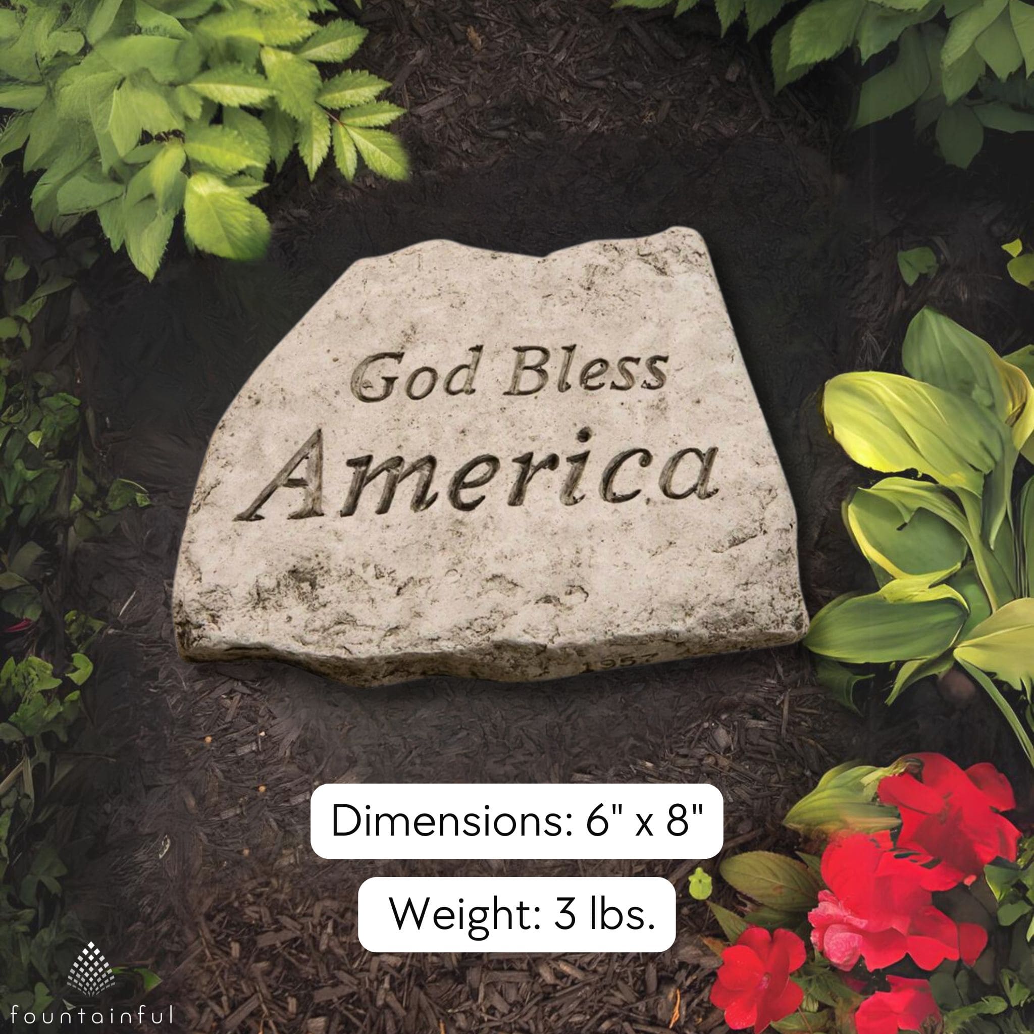 God Bless America Concrete Garden Stone - Massarellis