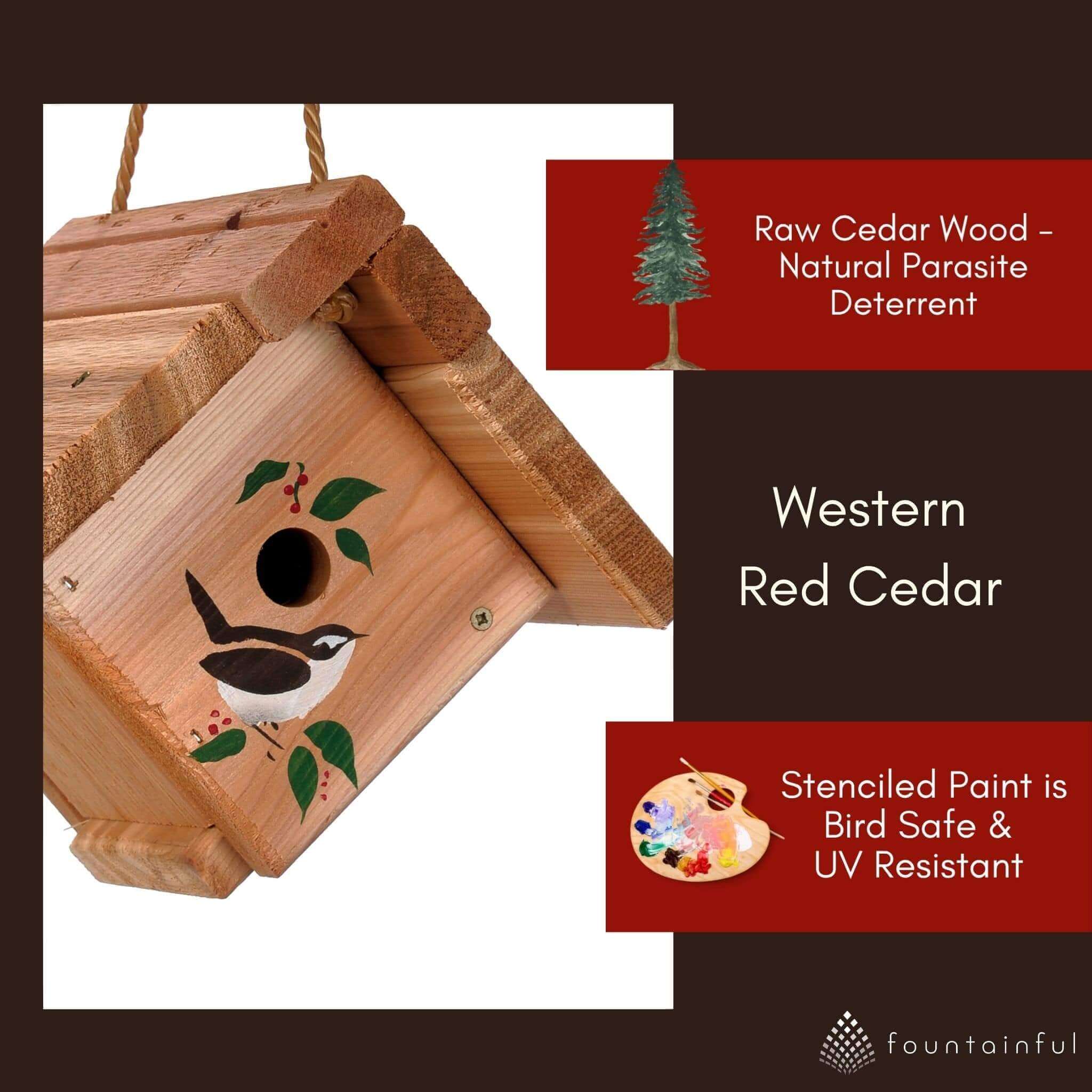 Wren Hanging Birdhouse - Cedar Wood | Winter Woodworks