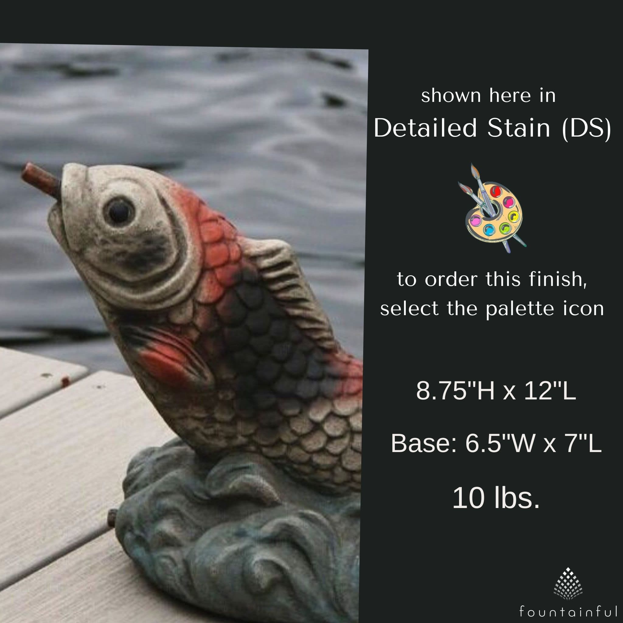 Curling Carp Small Plumbed Concrete Statue - Massarellis #7576