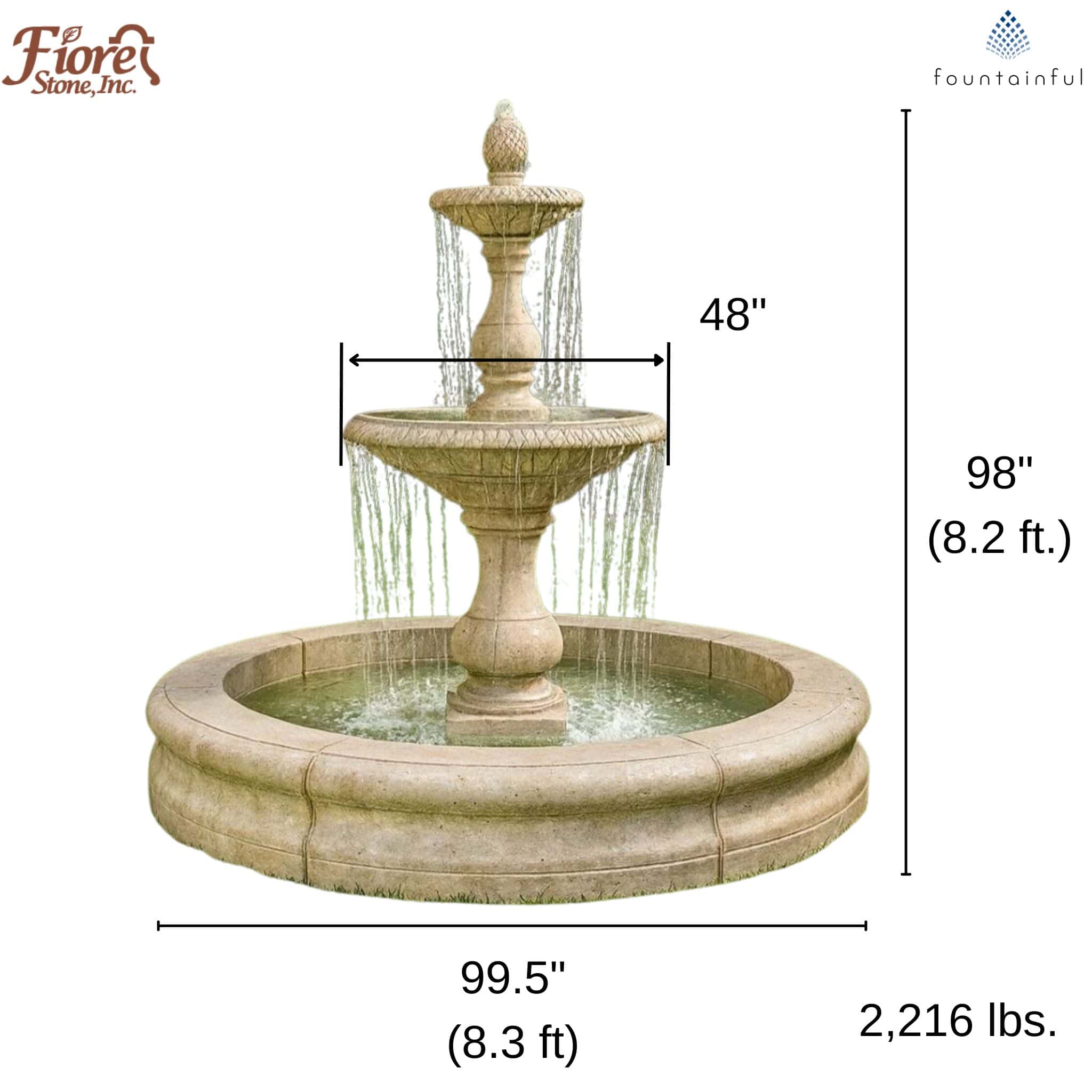 Gran Vista Concrete Pond Fountain - Fiore #2094
