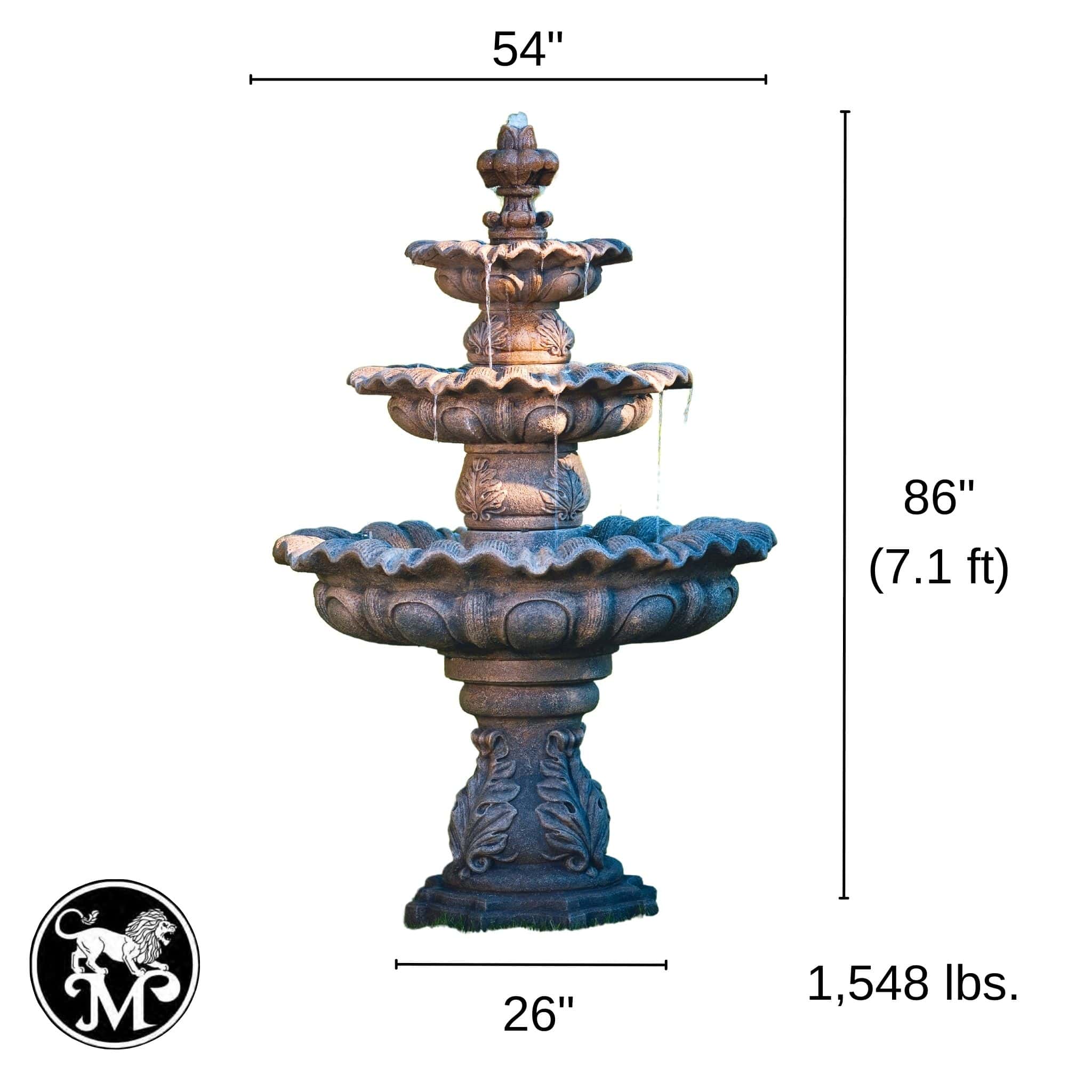 Scallop 3-Tier Concrete Fountain - Massarellis #3446