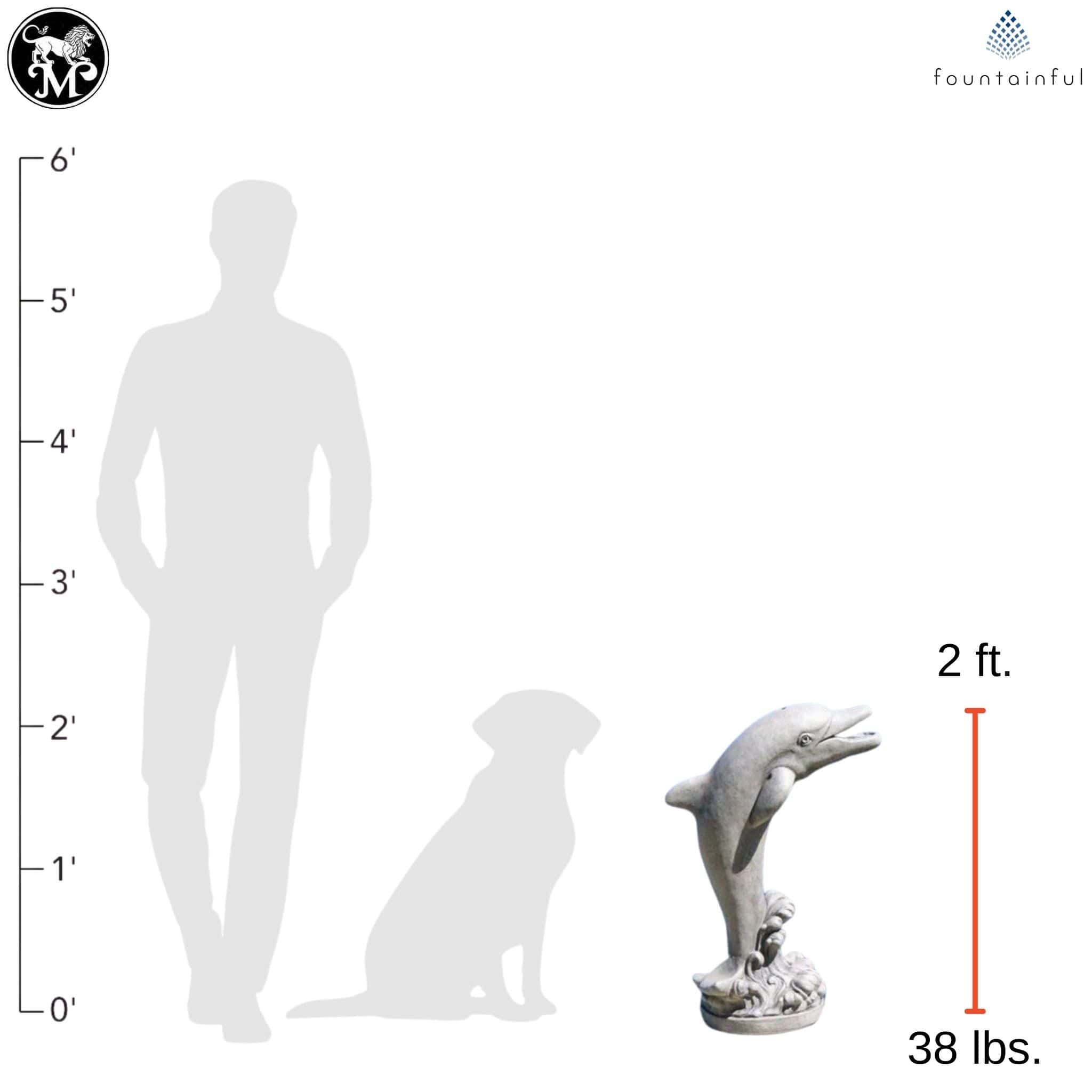 Flip the Dolphin Plumbed Concrete Statue - Massarellis #4405