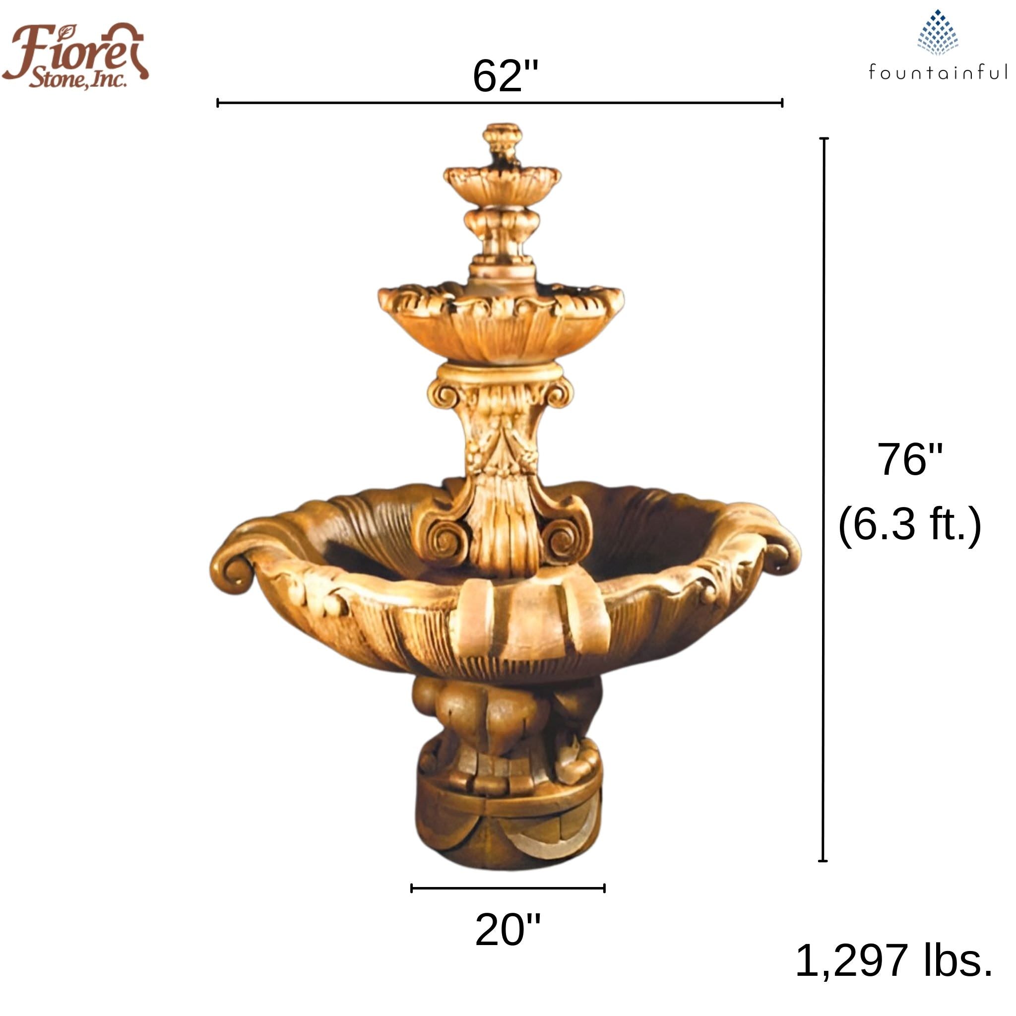 Vesuvio XL 3-Tier Concrete Fountain - Fiore #2080FLS