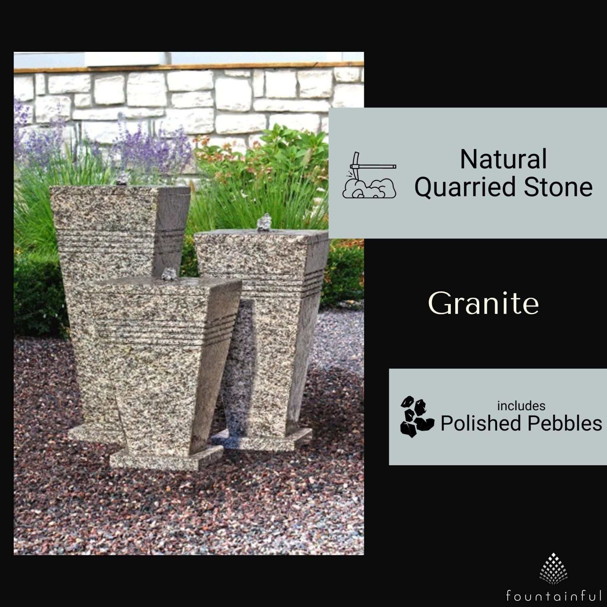 Triple Granite Urn Fountain - Complete Kit - Blue Thumb
