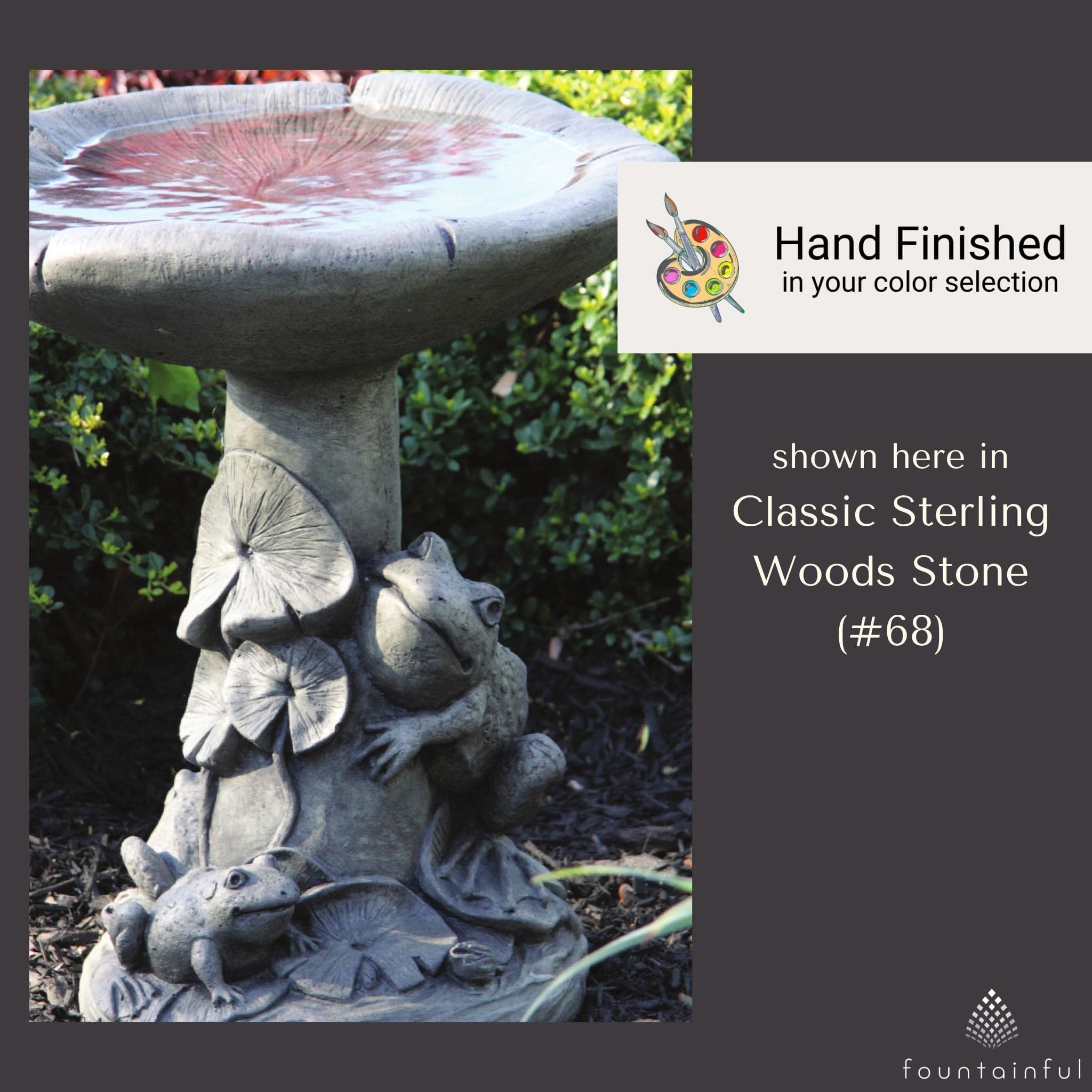 Frogs and Lilies Concrete Bird Bath - Massarellis #9750