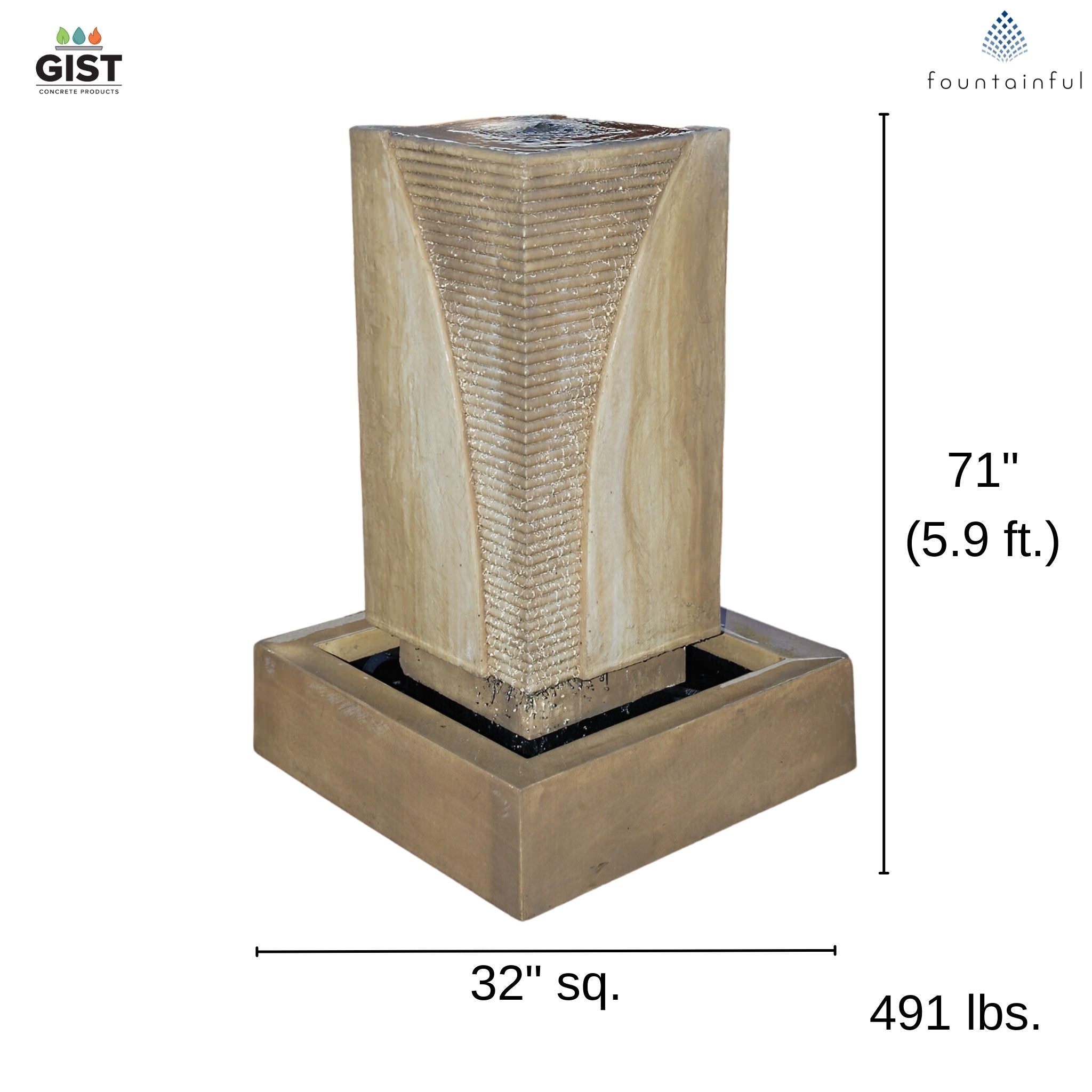 Ribbed Monolith Concrete Fountain - GIST Fountains