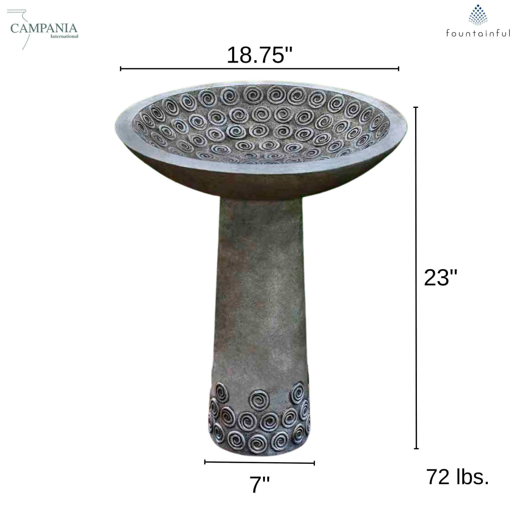 Cirrus Concrete Bird Bath - Campania #B161