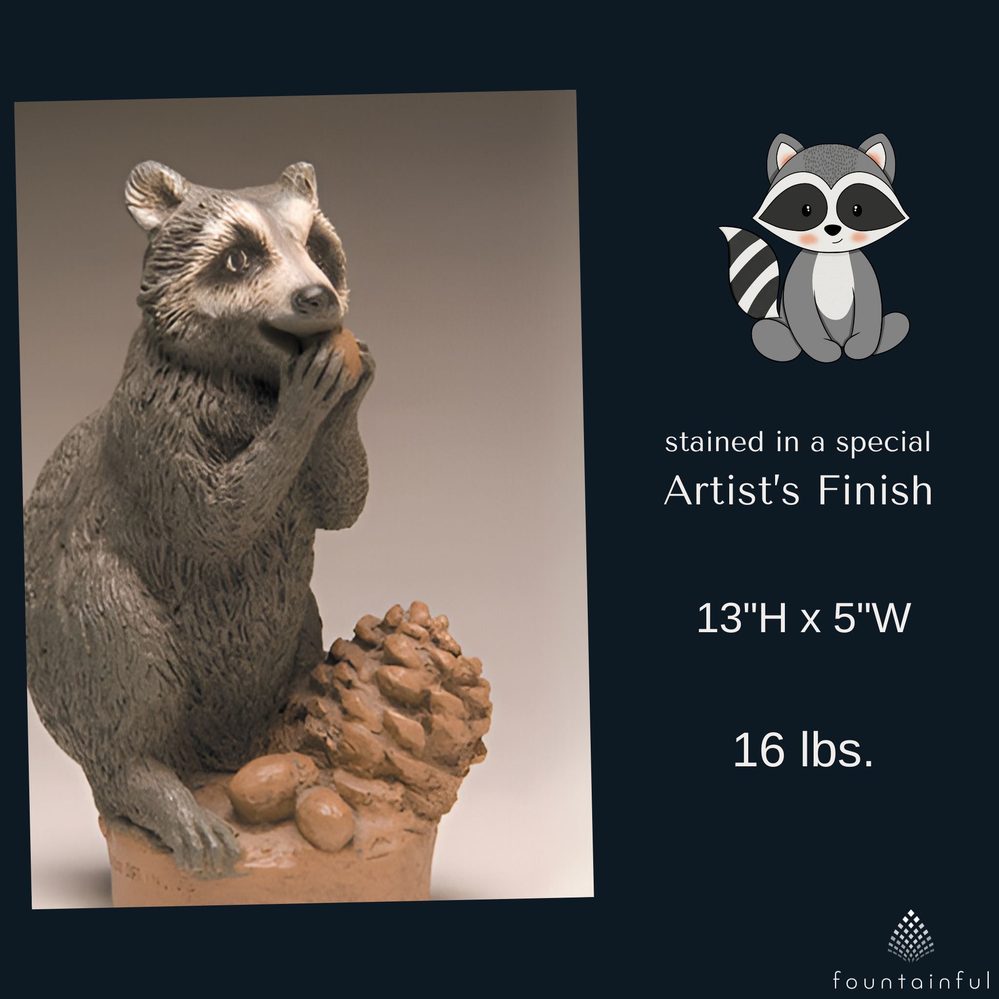 Raccoon Concrete Garden Statue - Fiore #412R