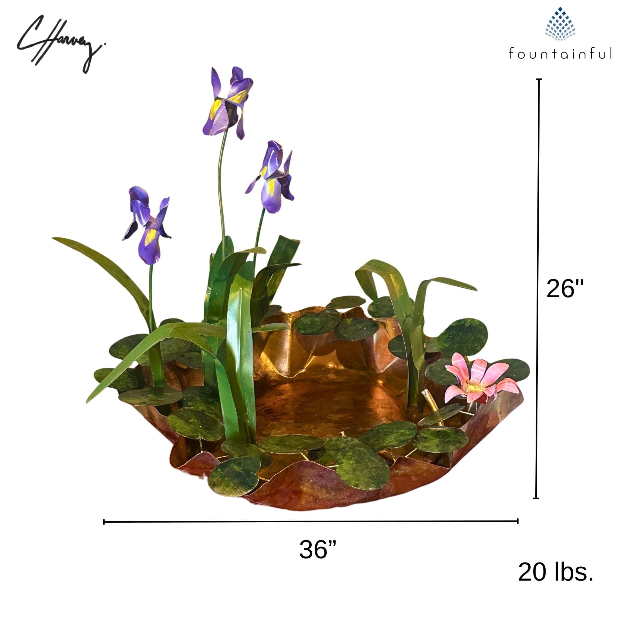 Helena Iris Metal Sculpture Fountain - CHG